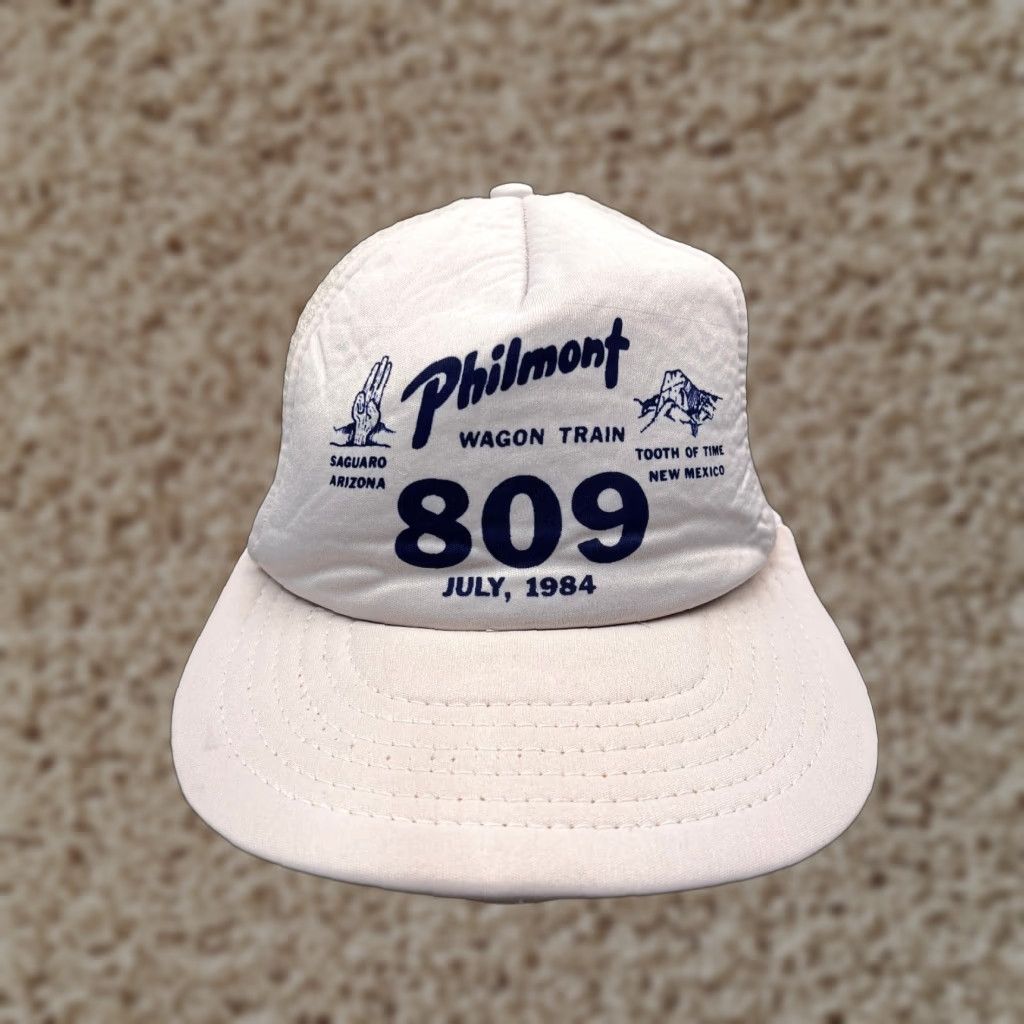 Vintage VINTAGE Philmont Wagon Train 809 Hat Cap Snap Back Adult One Size White Poly Trucker Size ONE SIZE - 1 Thumbnail