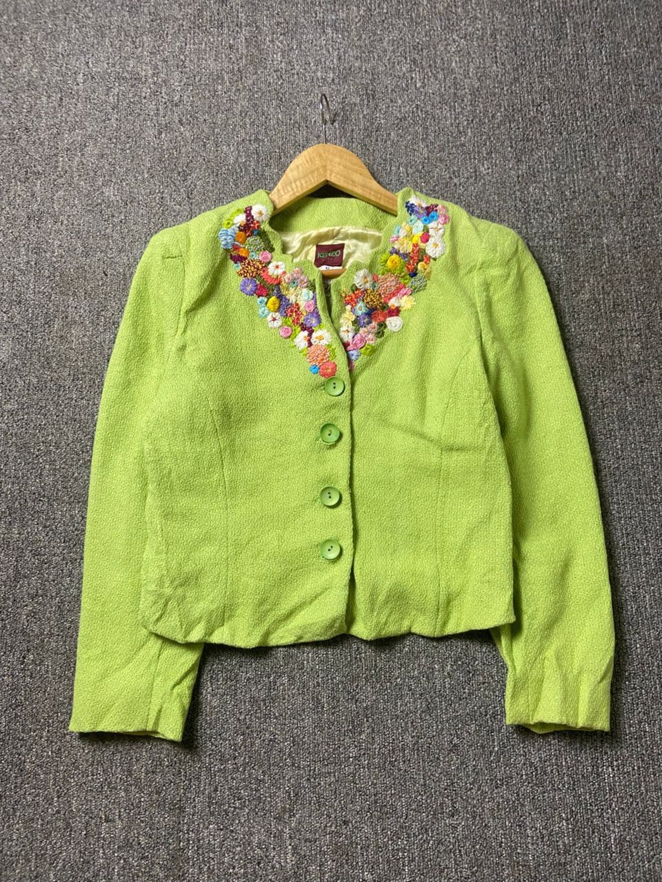 Kenzo Kenzo Paris Floral Embroidery Collarless Jacket (184) Size XS / US 0-2 / IT 36-38 - 1 Thumbnail