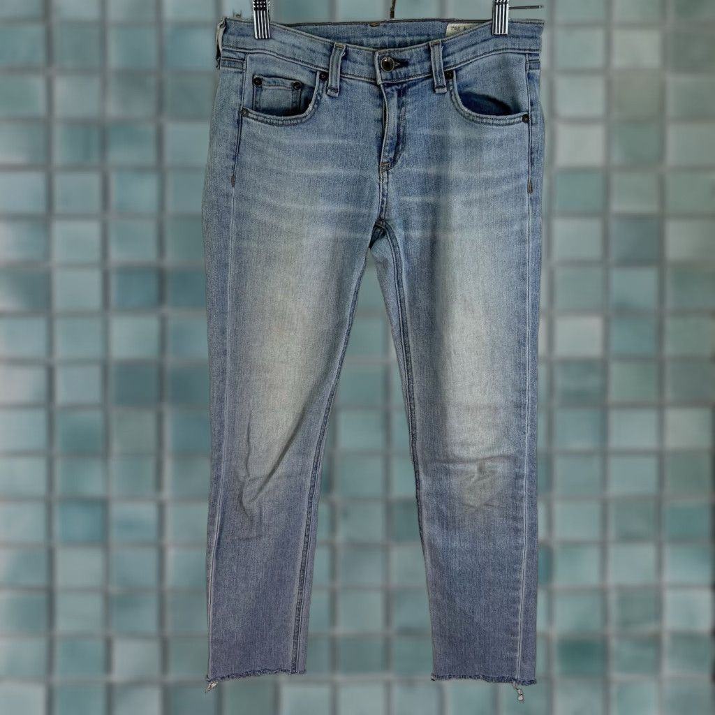 Rag & Bone rag & bone The Dre Slim Straight Denim Jeans Womens Size 24 Blue Raw Hem 30X27 Slim Straight, Distressed, Logo, USA Theme Mens Womens Size 42" / US 20 - 1 Thumbnail