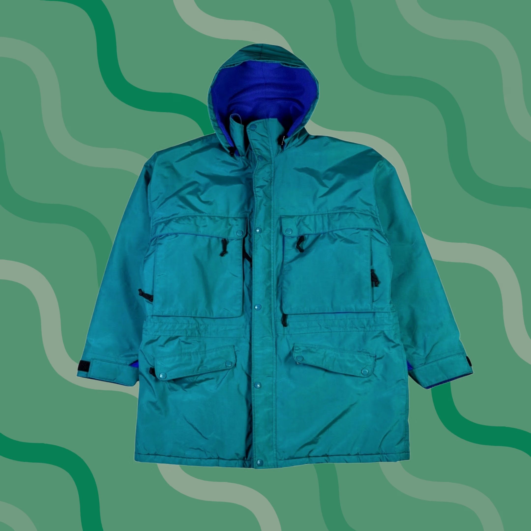 Vintage VINTAGE L.L. Bean Mountain Parka Jacket Teal Purple Fleece Lined Made in USA XL Parka Mens Coat Size US XL / EU 56 / 4 - 1 Thumbnail