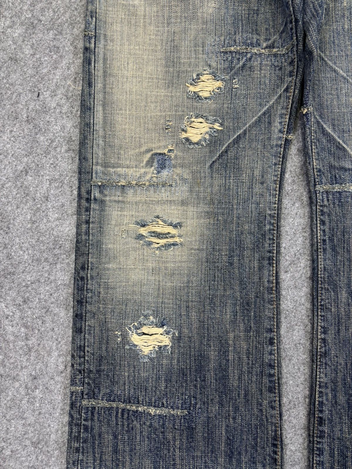Japanese Brand 💥Insane Patchwork Style💥Bartack Distressed Denim K24 Size US 31 - 6 Thumbnail