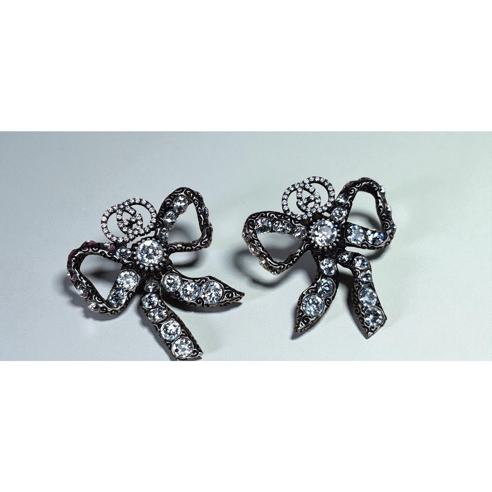 Gucci Gucci Silver Crystal Bow Earring Size ONE SIZE - 3 Thumbnail