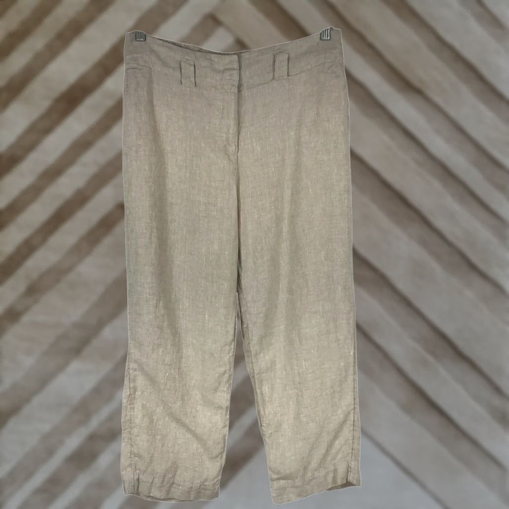 Vintage CHICO'S Women's Beige Linen Casual Pants 8R Size 30" / US 8 / IT 44 - 1 Thumbnail