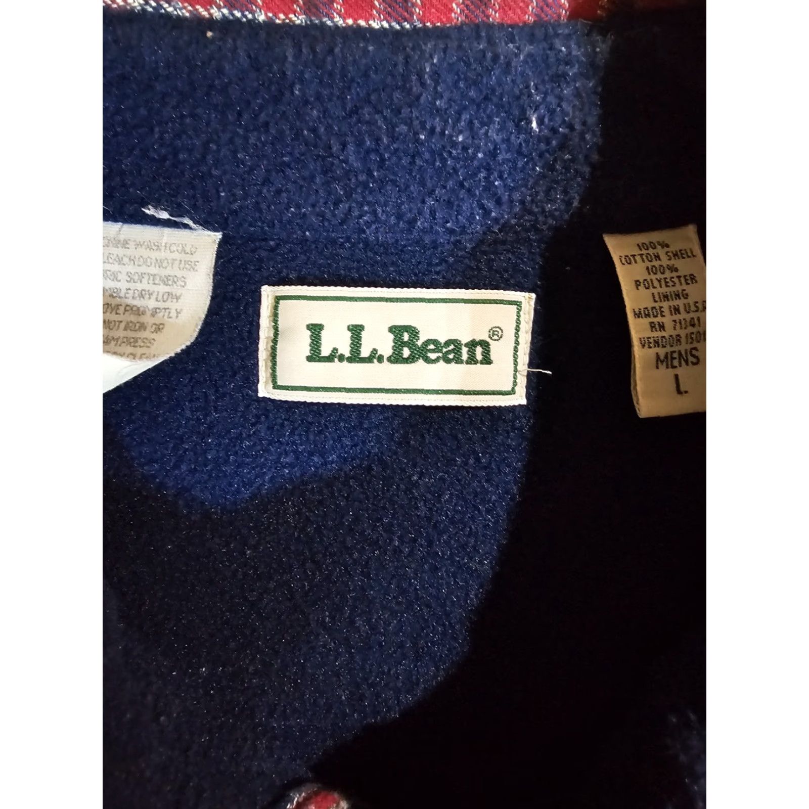 Vintage VINTAGE L.L. Bean Shirt Shacket Plaid Flannel Fleece Lined Mens Large Red/Blue Size US L / EU 52-54 / 3 - 4 Thumbnail