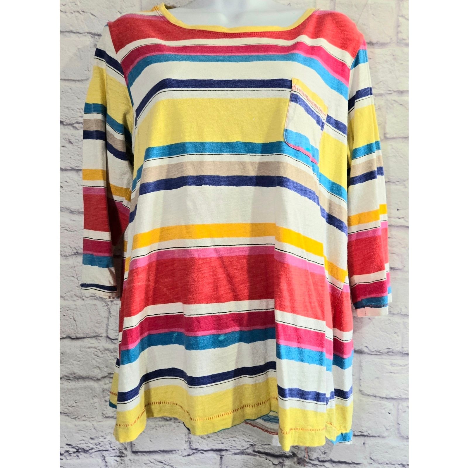Other Westbound Multicolor Stripe 3/4 Sleeve Top XL Lightweight Size XL / US 12-14 / IT 48-50 - 1 Thumbnail