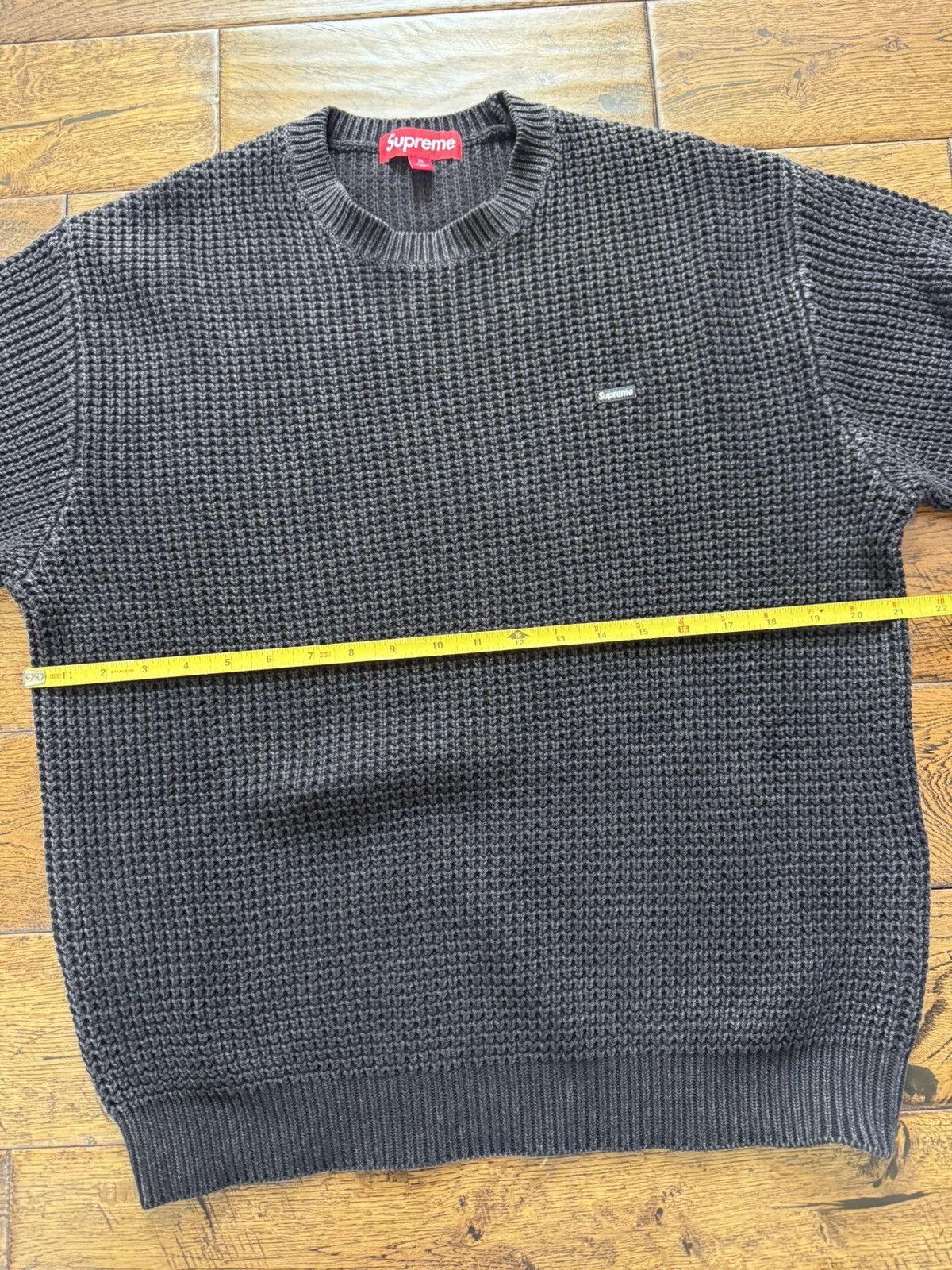 Supreme Supreme Washed Small Box Waffle Knit Sweater Black Size US M / EU 48-50 / 2 - 3 Thumbnail