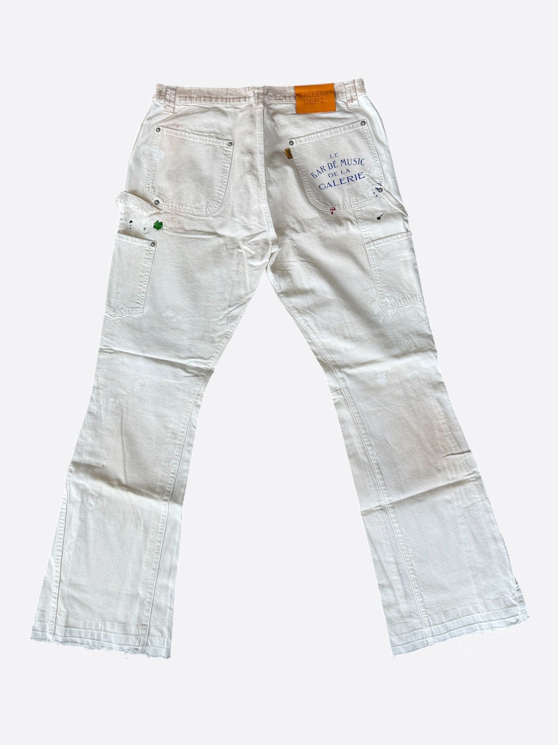 Gallery Dept. Gallery Dept Beige Paint Splatter LA Flare Carpenter Pants Size US 29 - 2 Thumbnail