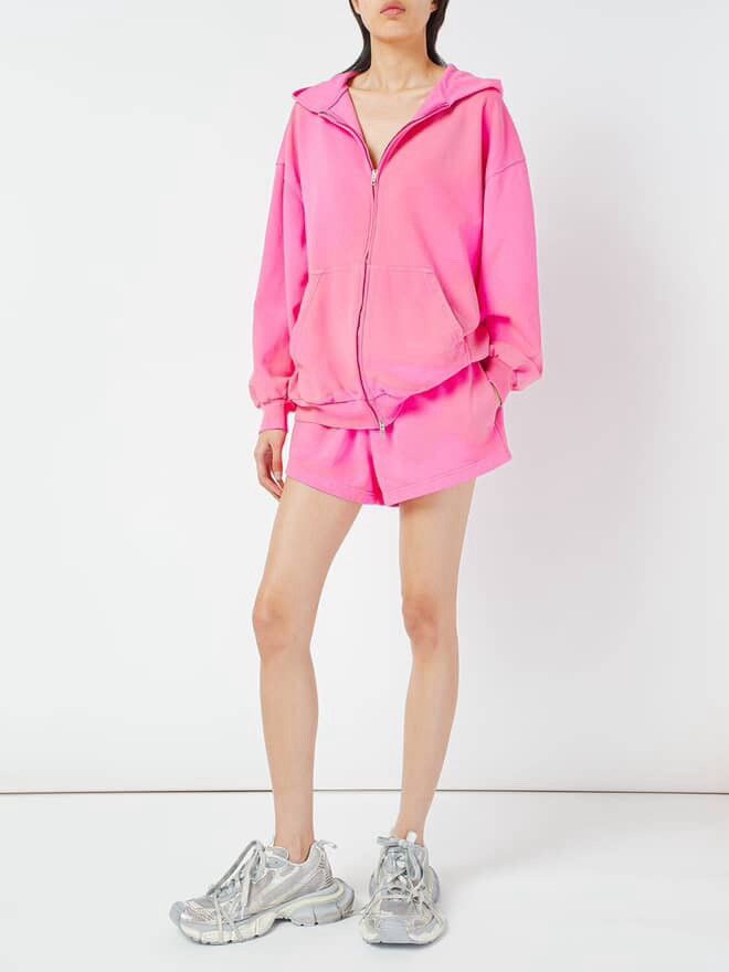 Balenciaga Balenciaga Pink Faded Mud Dye Embroidered Logo Hoodie Size XS / US 0-2 / IT 36-38 - 10 Thumbnail