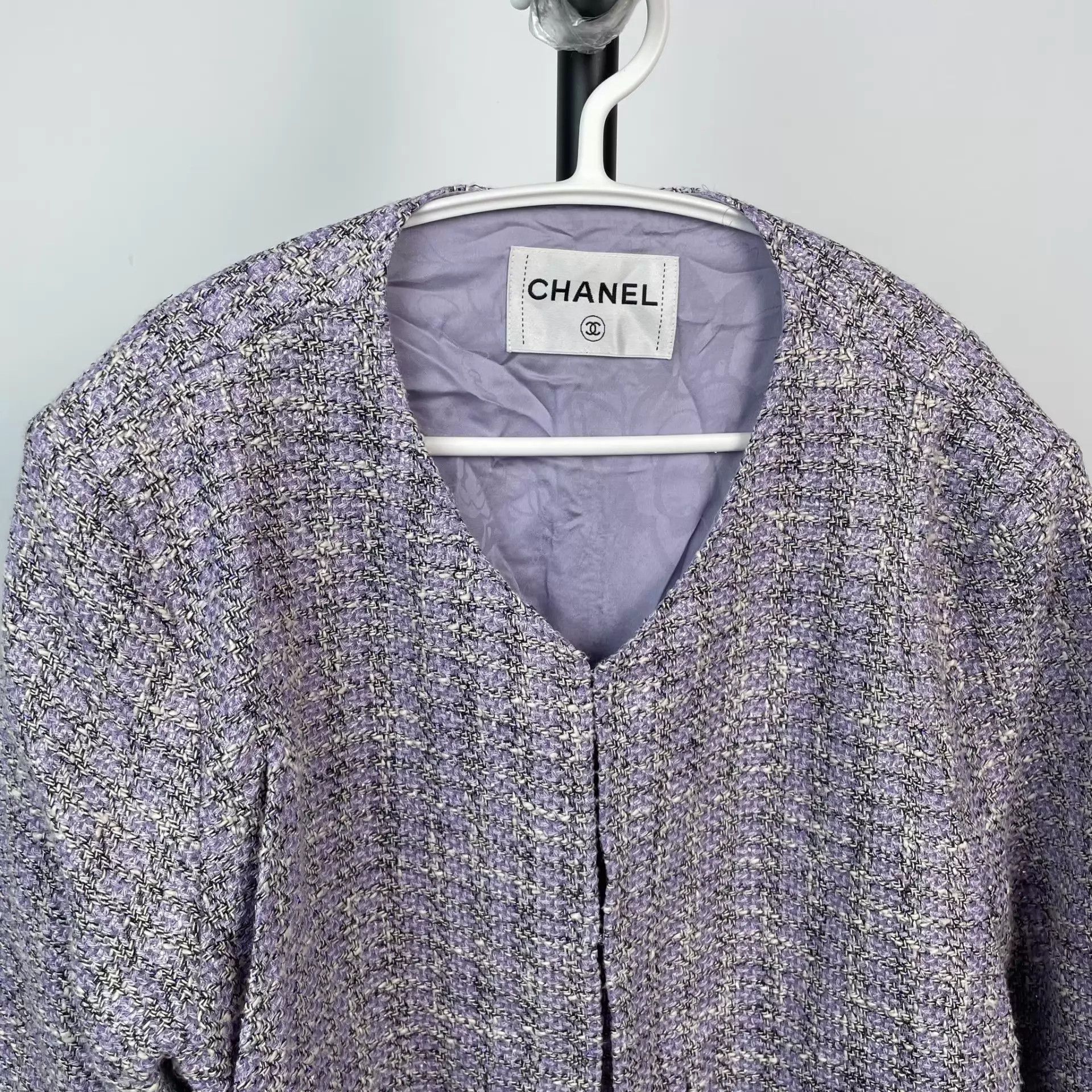 Chanel CHANEL Purple Tweed Classic Jacket Size 38 Size S / US 4 / IT 40 - 9 Thumbnail