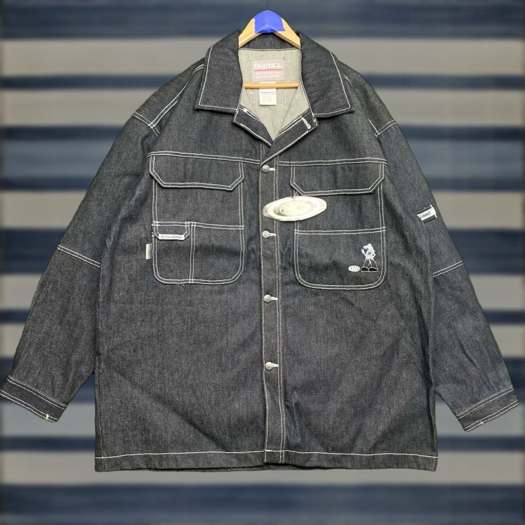 Vintage Big HiCL Revolution Jeanswear Jacket Mens XL Black Dark Wash Denim Button Front NWT Size US 36 / EU 52 - 1 Thumbnail
