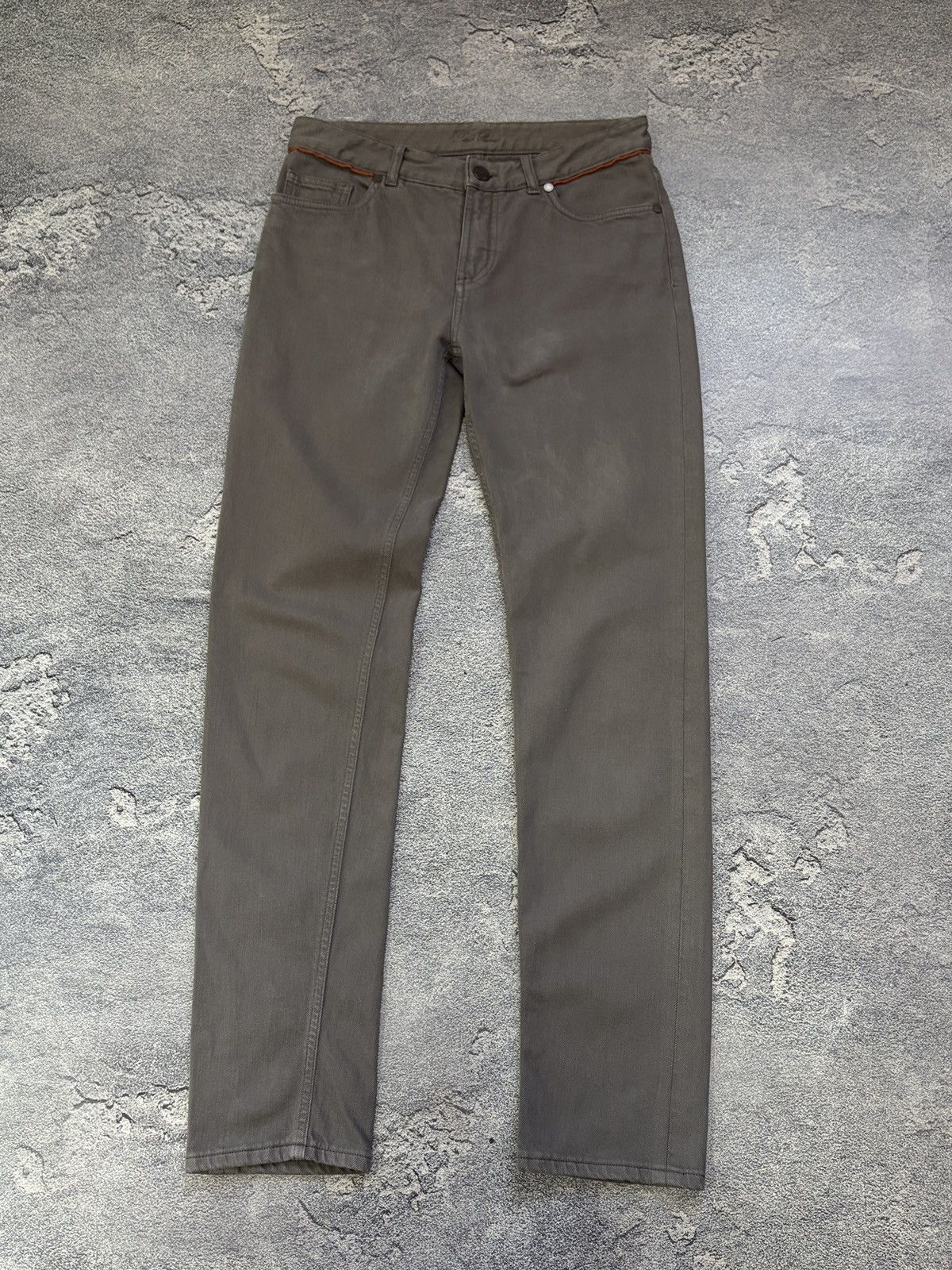 Loro Piana LORO PIANA Luxury Grey Straight Pants Orange Trim IT 40 Size 27" / US 4 / IT 40 - 1 Thumbnail