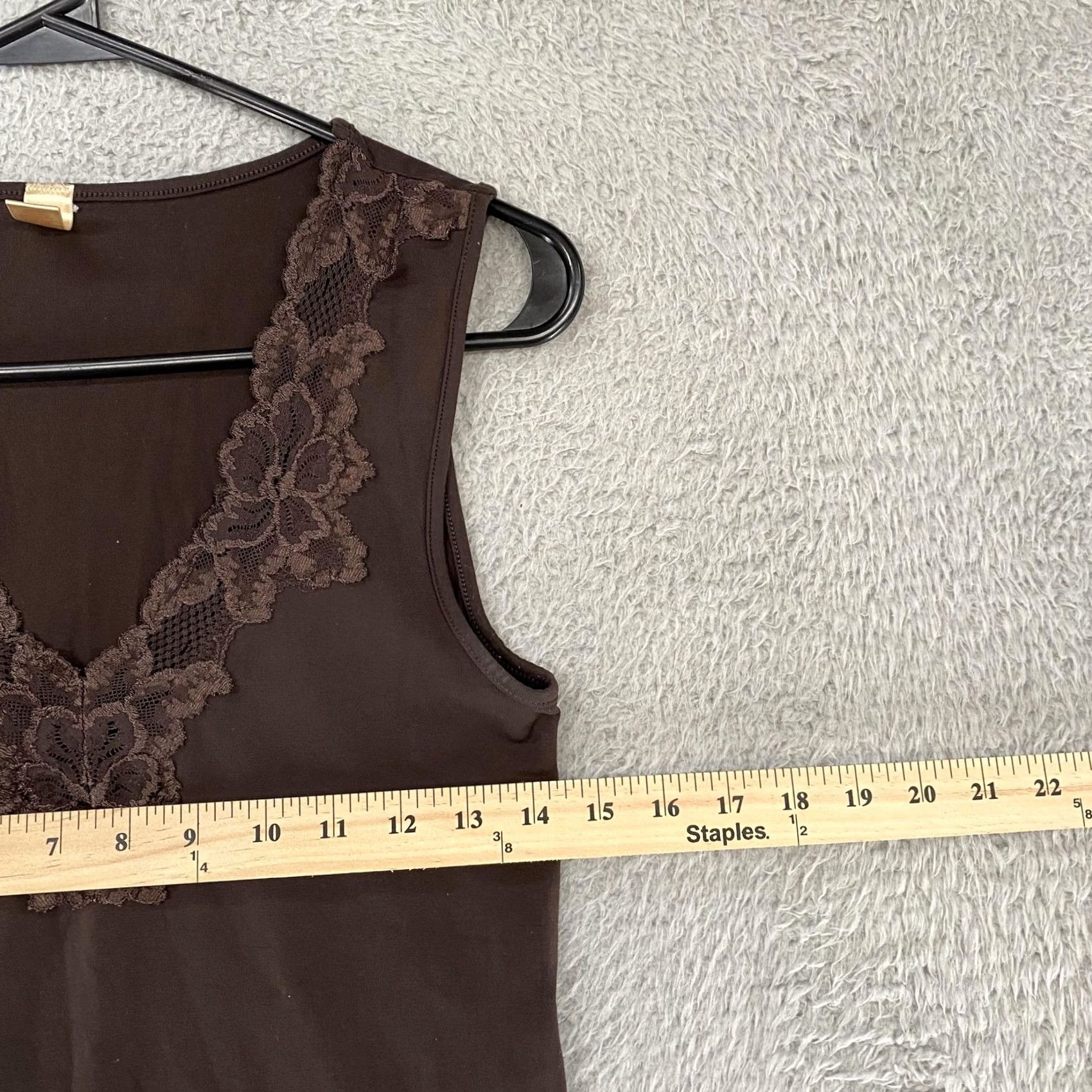 Banana Republic VINTAGE Banana Republic Tank Womens Medium Brown Y2K Lace Trim Camisole Fairy Grunge Size ONE SIZE - 5 Thumbnail