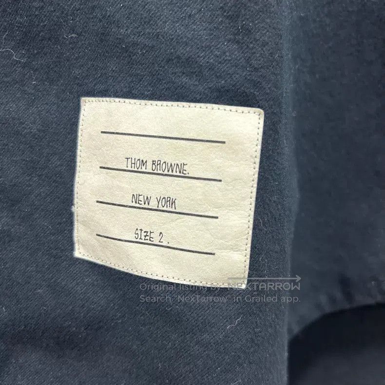 Thom Browne Thom Browne Navy Blue Four-Stripe Logo Shirt Size US M / EU 48-50 / 2 - 3 Thumbnail