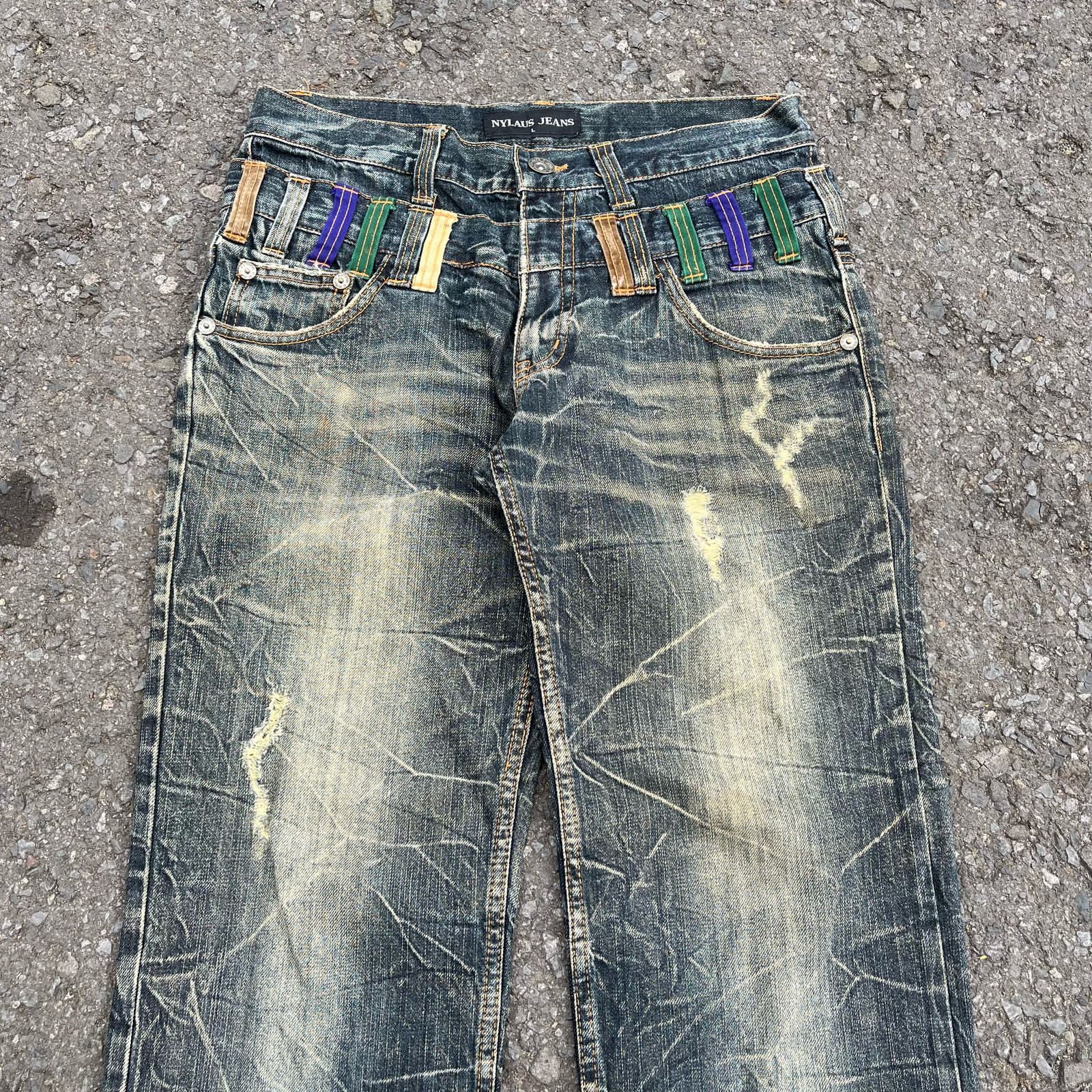 20471120 Nylaus Distressed Double Waist Denim Size US 32 / EU 48 - 3 Thumbnail