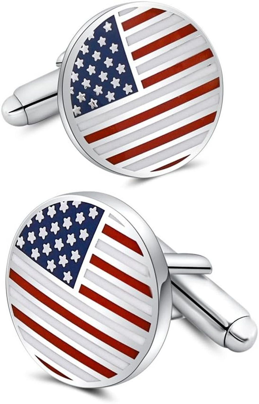 Designer Patriotic Cufflinks - 16Mm Enamel American Flag Design Size ONE SIZE - 7 Thumbnail