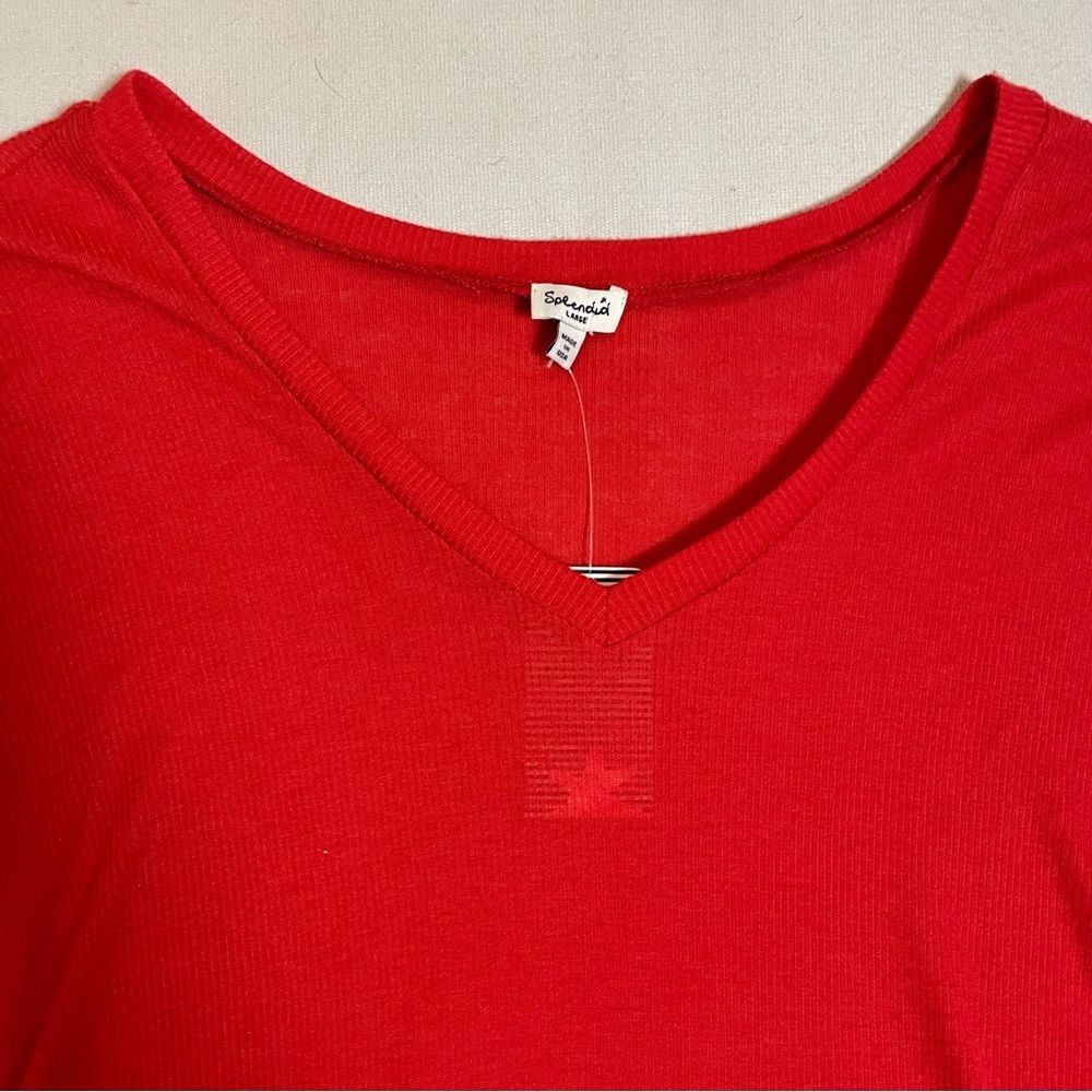Splendid NWT New Splendid Red V-Neck 3/4 Sleeve Top Size L Size L / US 10 / IT 46 - 8 Thumbnail