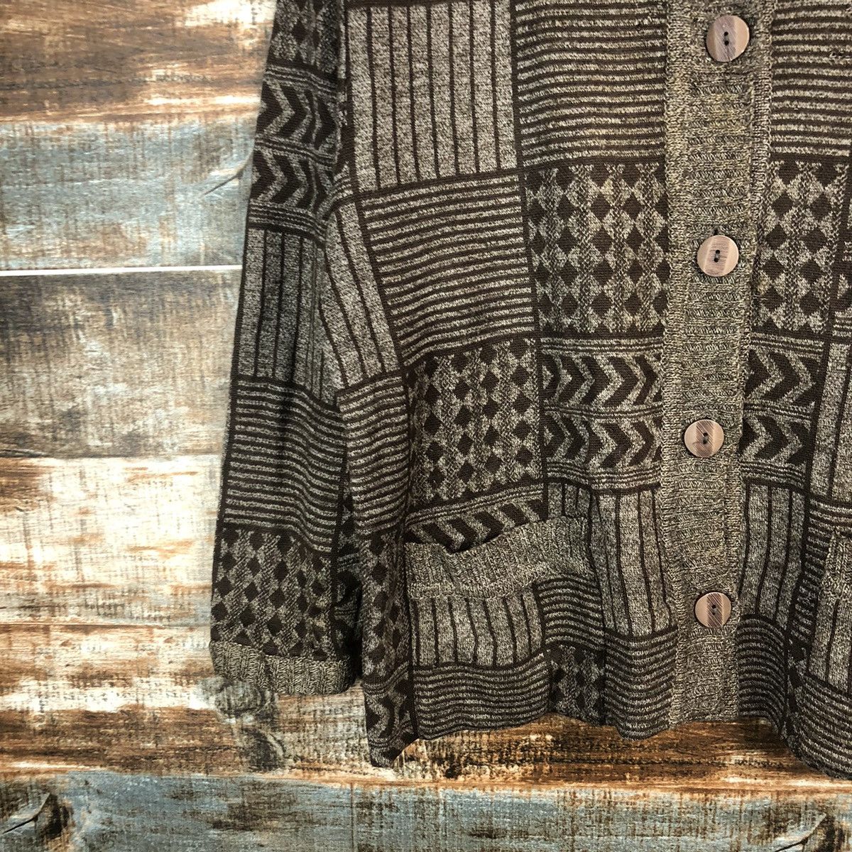 Homespun Knitwear × Japanese Brand Collosse Brown Patterned Cardigans Knitwear #A1877 Size M / US 6-8 / IT 42-44 - 7 Thumbnail