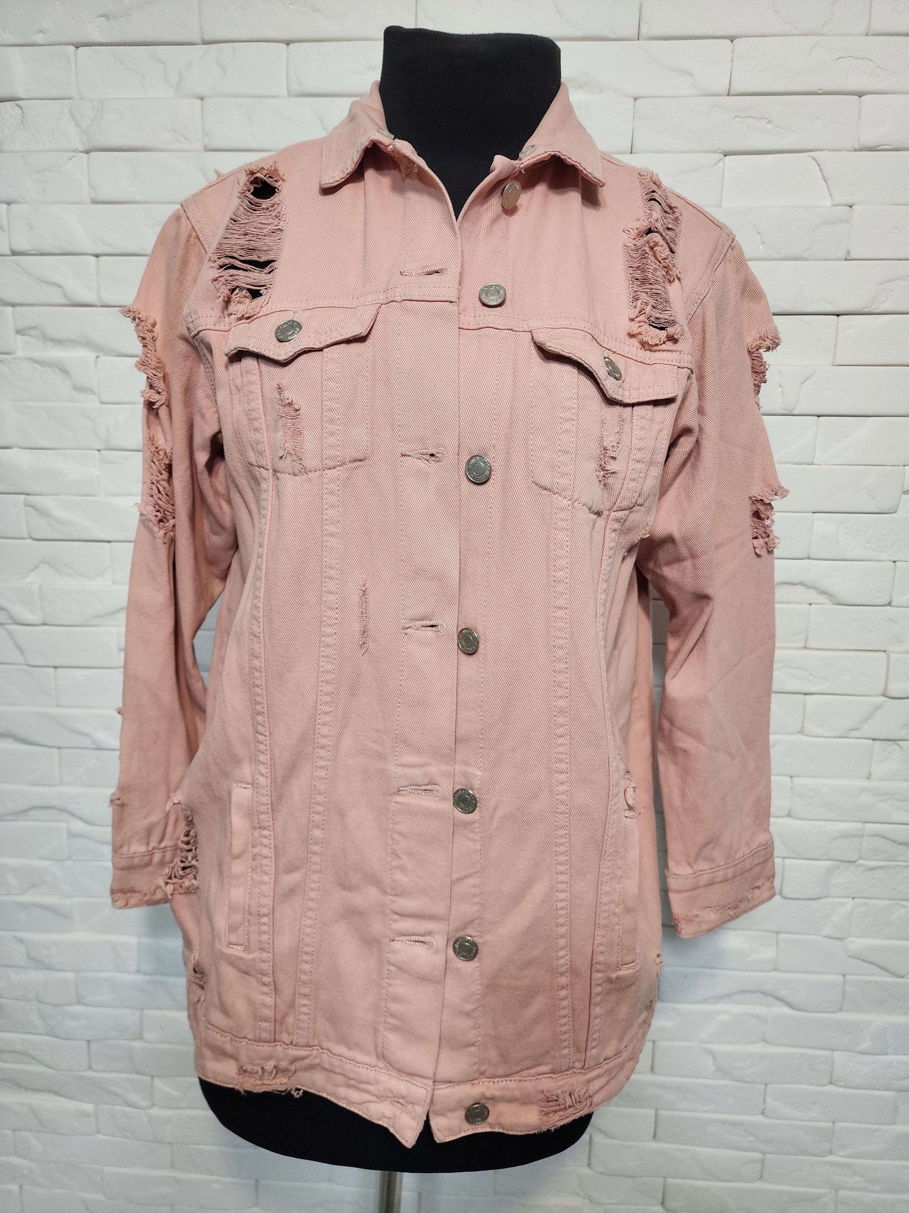 Denim & Co. Pink women's cotton jacket with a decorative design. Size XXL / US 16-18 / IT 52-54 - 1 Thumbnail