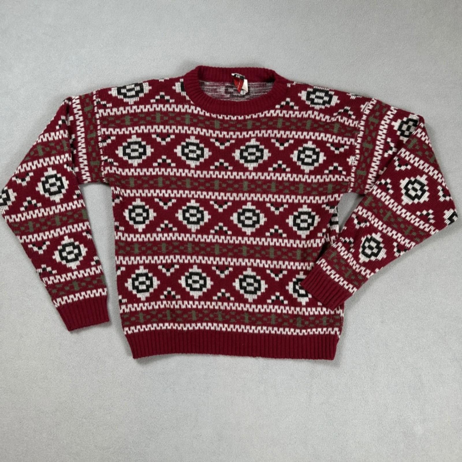 Neil Barrett Vintage Barrel Knit Sweater Made in USA Youth XL Burgundy Size US XL / EU 56 / 4 - 1 Thumbnail