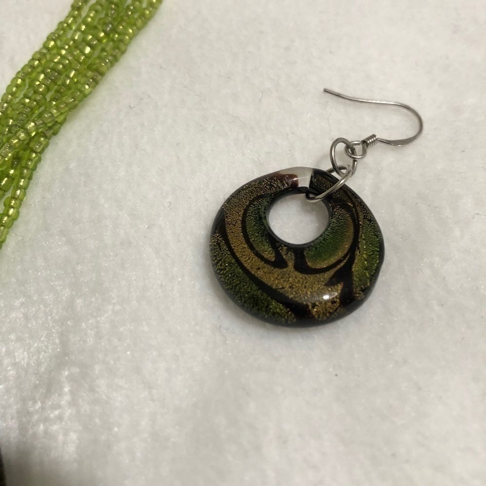 Other Glass Pendant Necklace with Earrings Set Size ONE SIZE - 6 Thumbnail