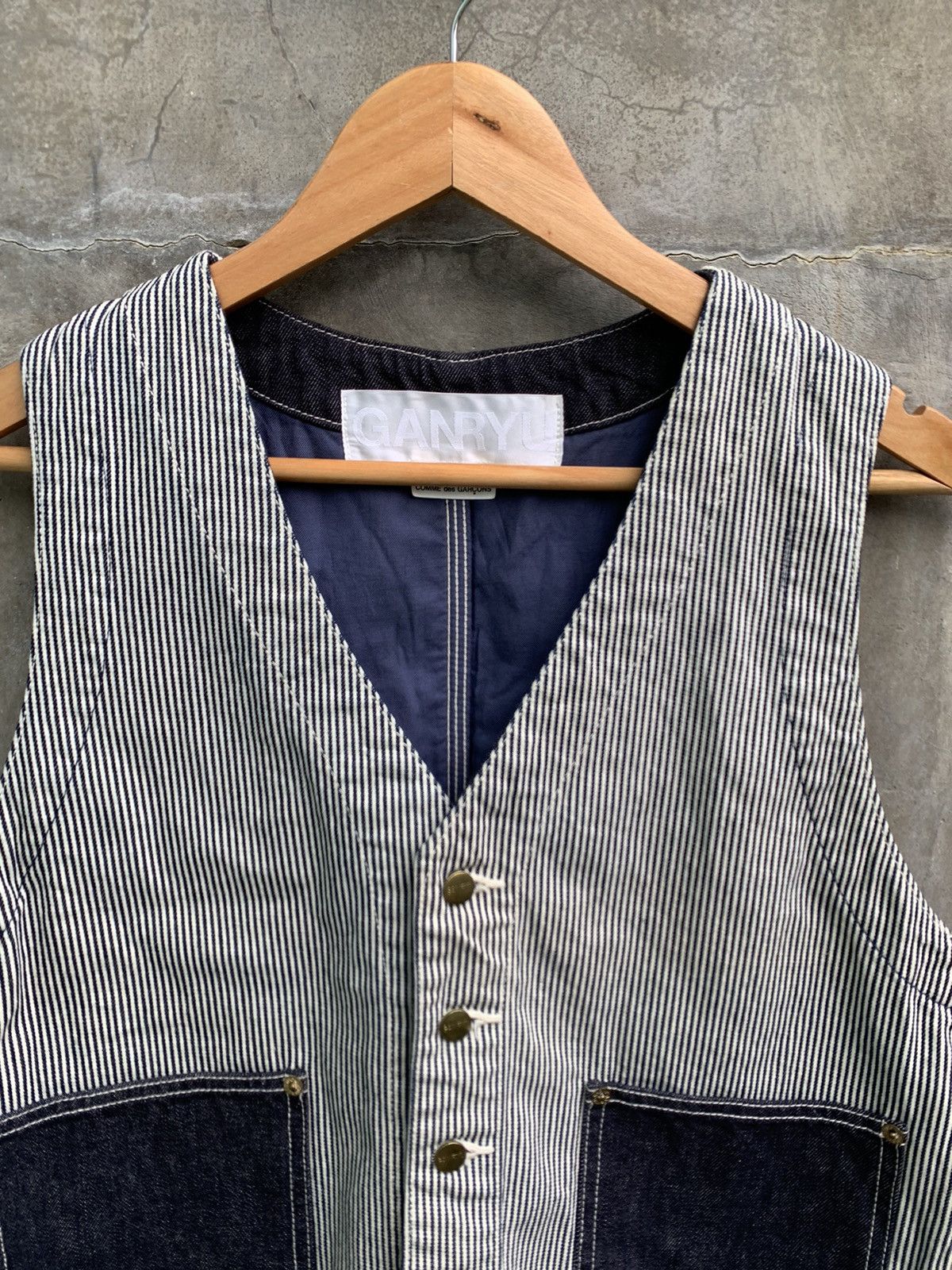 Comme des Garcons Ganryu SS17 RUNWAY Hickory Denim Switching Vest Size US S / EU 44-46 / 1 - 5 Thumbnail