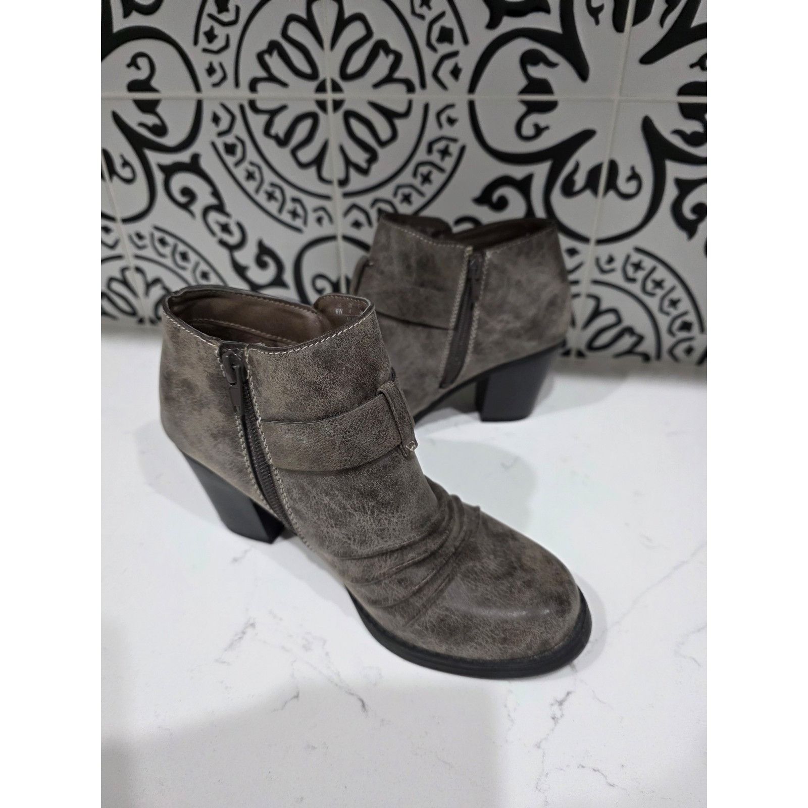 Other Natural Soul Yeva Faux Leather Stacked Ankle Boots 6 Womens Size US 6 / IT 36 - 7 Thumbnail