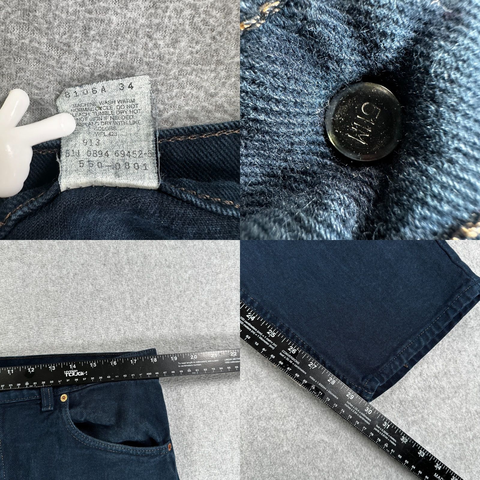 Levi's VINTAGE Levi's 550 Jeans Mens 36x30 Dark Wash Denim Relaxed Fit 90s Made in USA Size US 36 / EU 52 - 8 Thumbnail