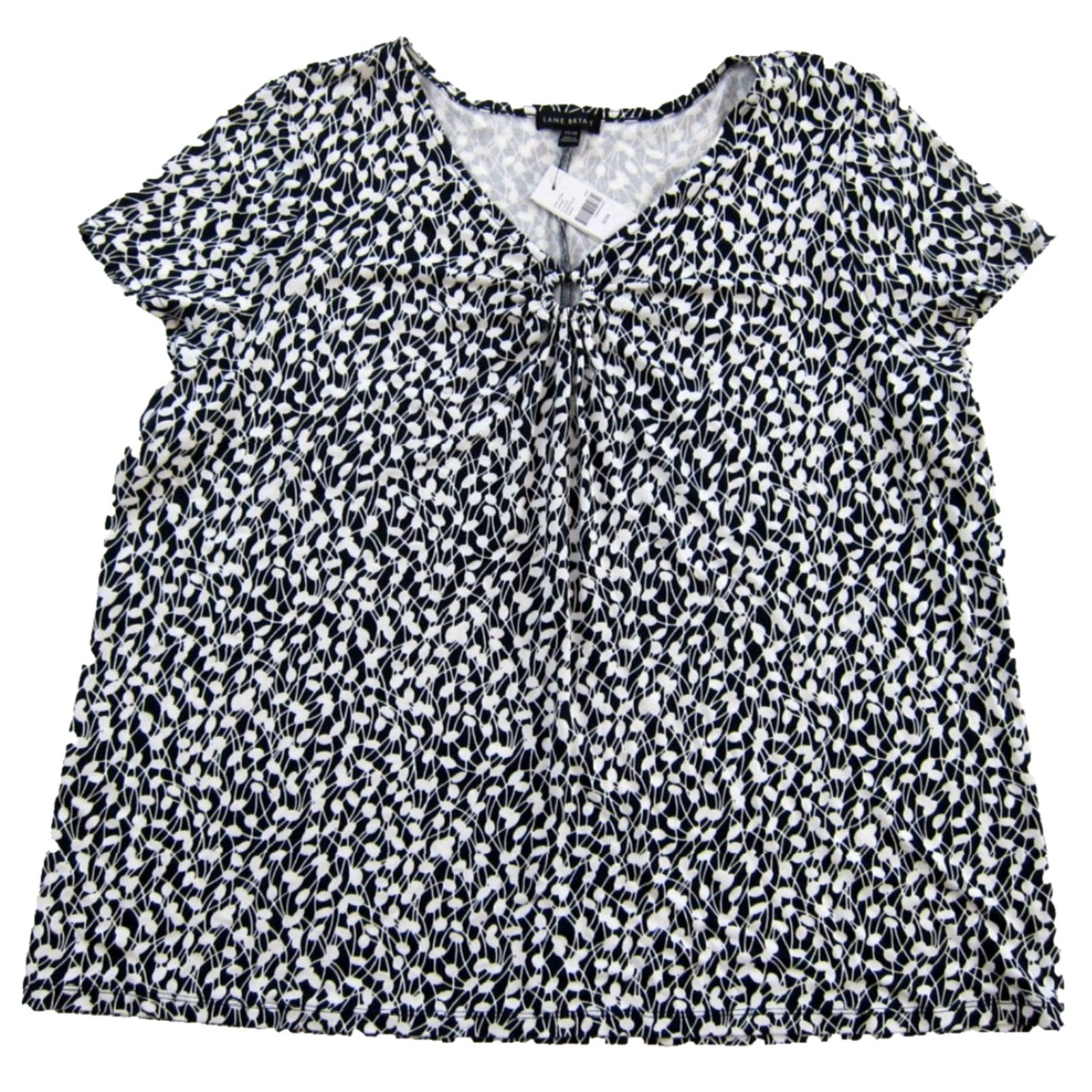 Vintage NWT Lane Bryant Blouse Cap Sleeve V-Neck Floral Stretch Top 22/24 Womens Blouse Black Floral Cap Sleeve V-Neck Stretch Blouse Womens 22/24 Size 3XL / US 20-22 - 2 Thumbnail