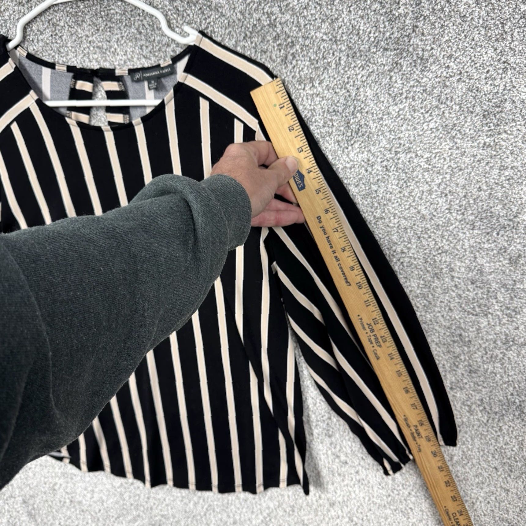 Adrianna Papell Adrianna Papell Blouse Striped Office Chic Timeless Professional Size M 3/4 Sleeve Black Polished Women Regular Shirt Size M / US 6-8 / IT 42-44 - 3 Thumbnail
