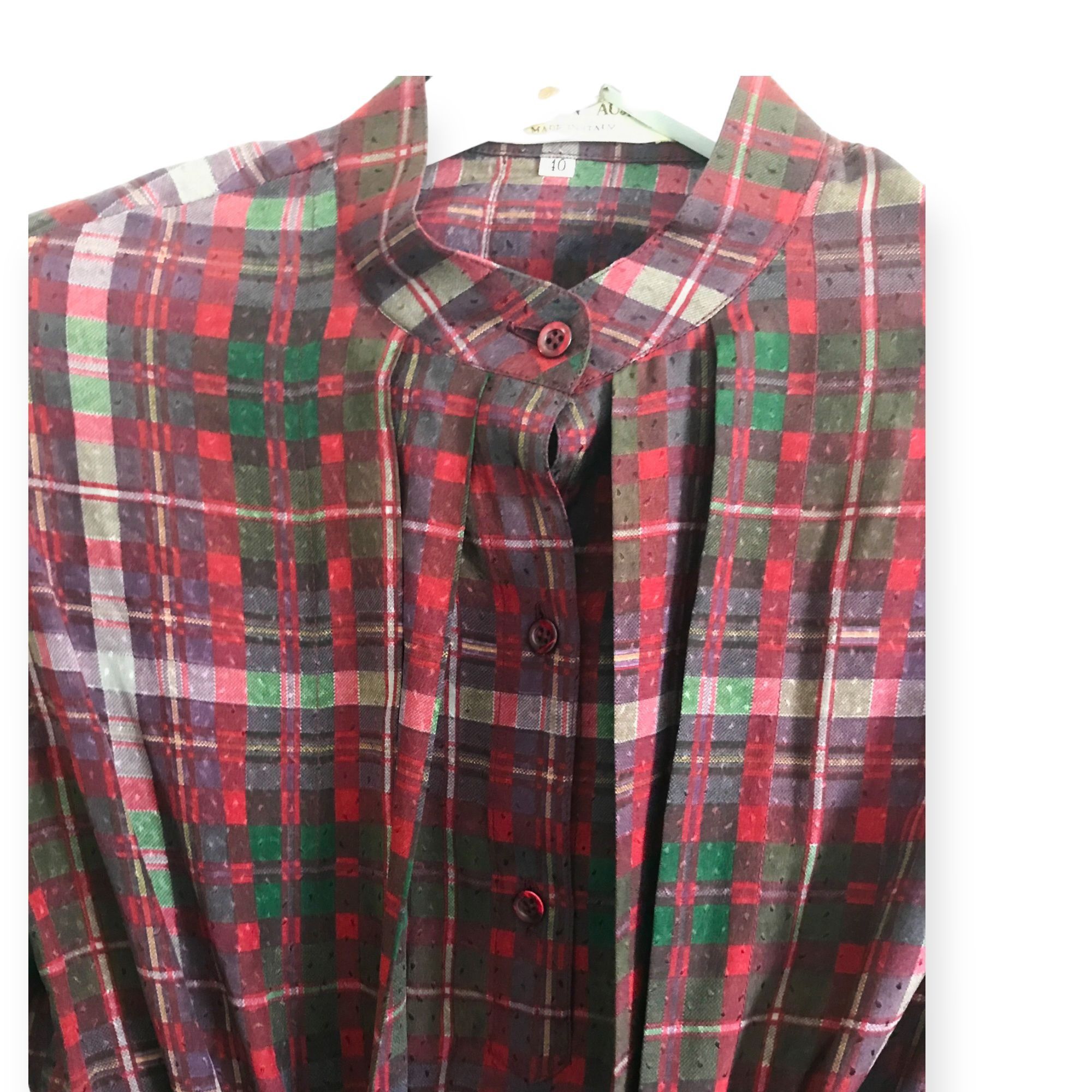 Other 1980s Christian Aujard Plaid Silk Midi Dress Made in Italy Size S / US 4 / IT 40 - 11 Thumbnail