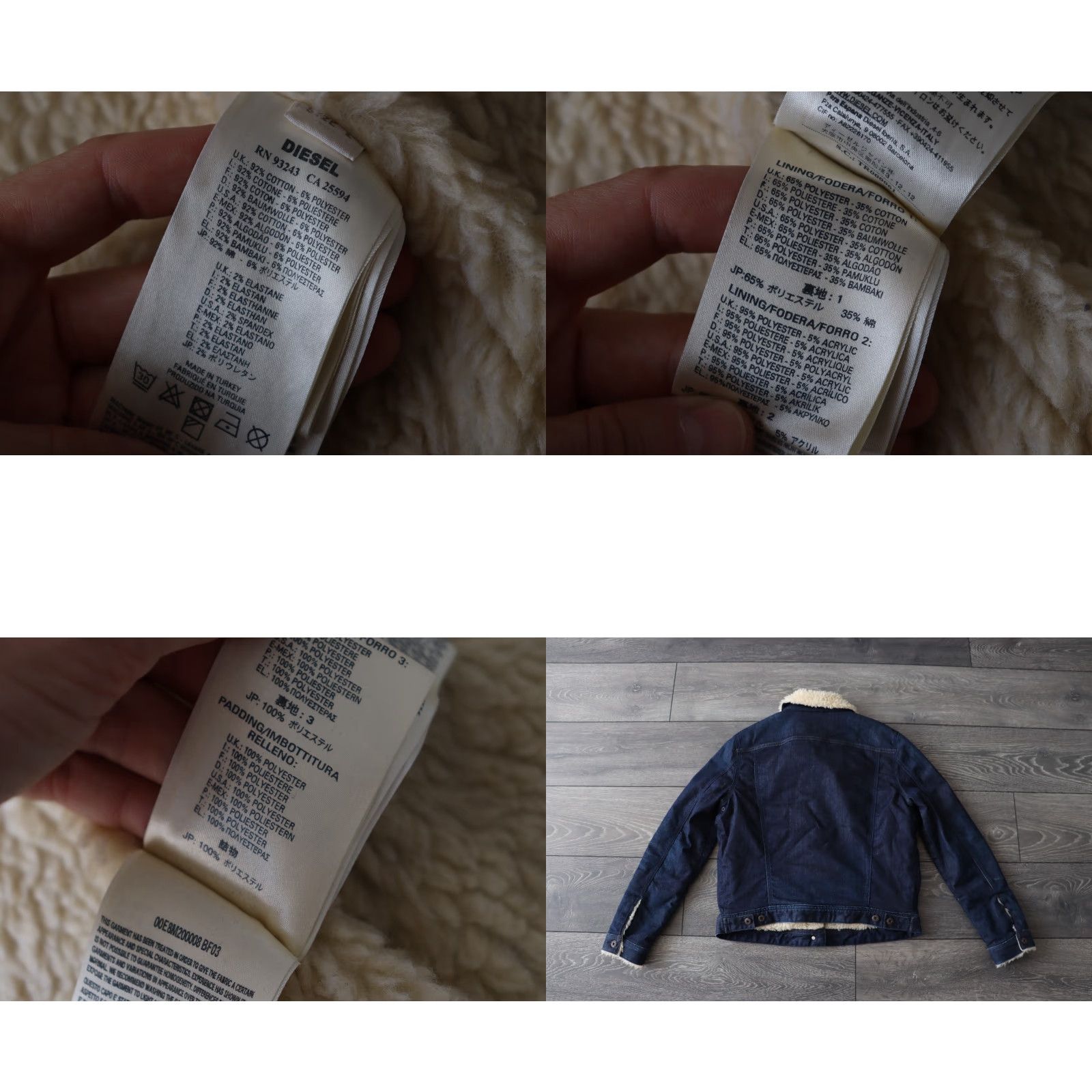 Diesel DIESEL Denim Jacket Womens Large Blue Teddy Sherpa Inside Winter Ladies Button Up Denim jacket Womens Large Blue Size L / US 10 / IT 46 - 8 Thumbnail