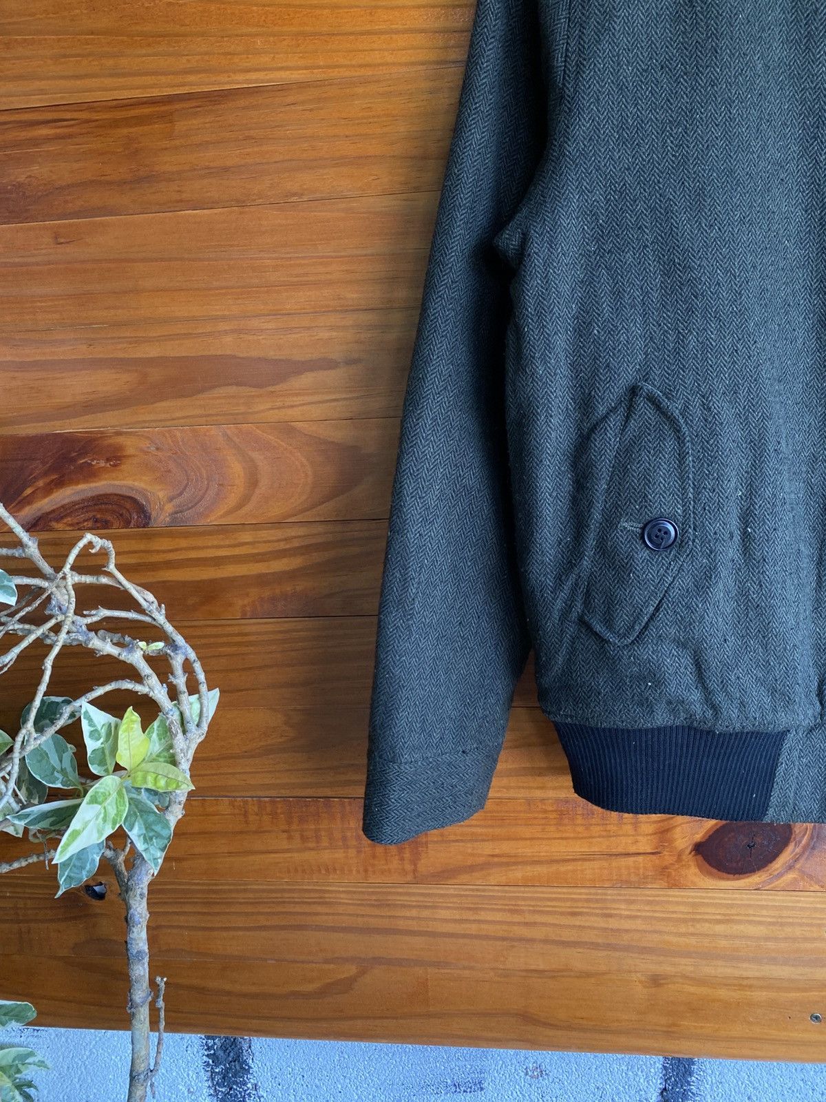 Japanese Brand Vintage Temptation Herringbone Jacket Olive Green Wool Blend Size US L / EU 52-54 / 3 - 9 Thumbnail