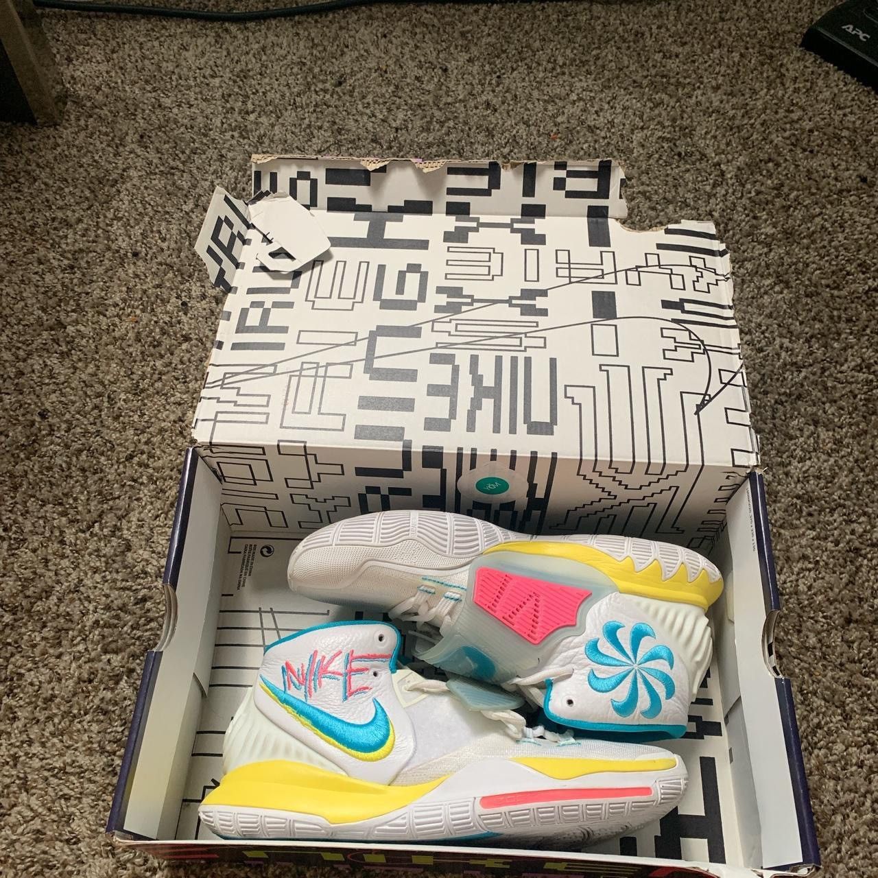 image of Nike (Kyrie 6 Neon Graffiti) Shoes in White, Men's (Size 9.5)