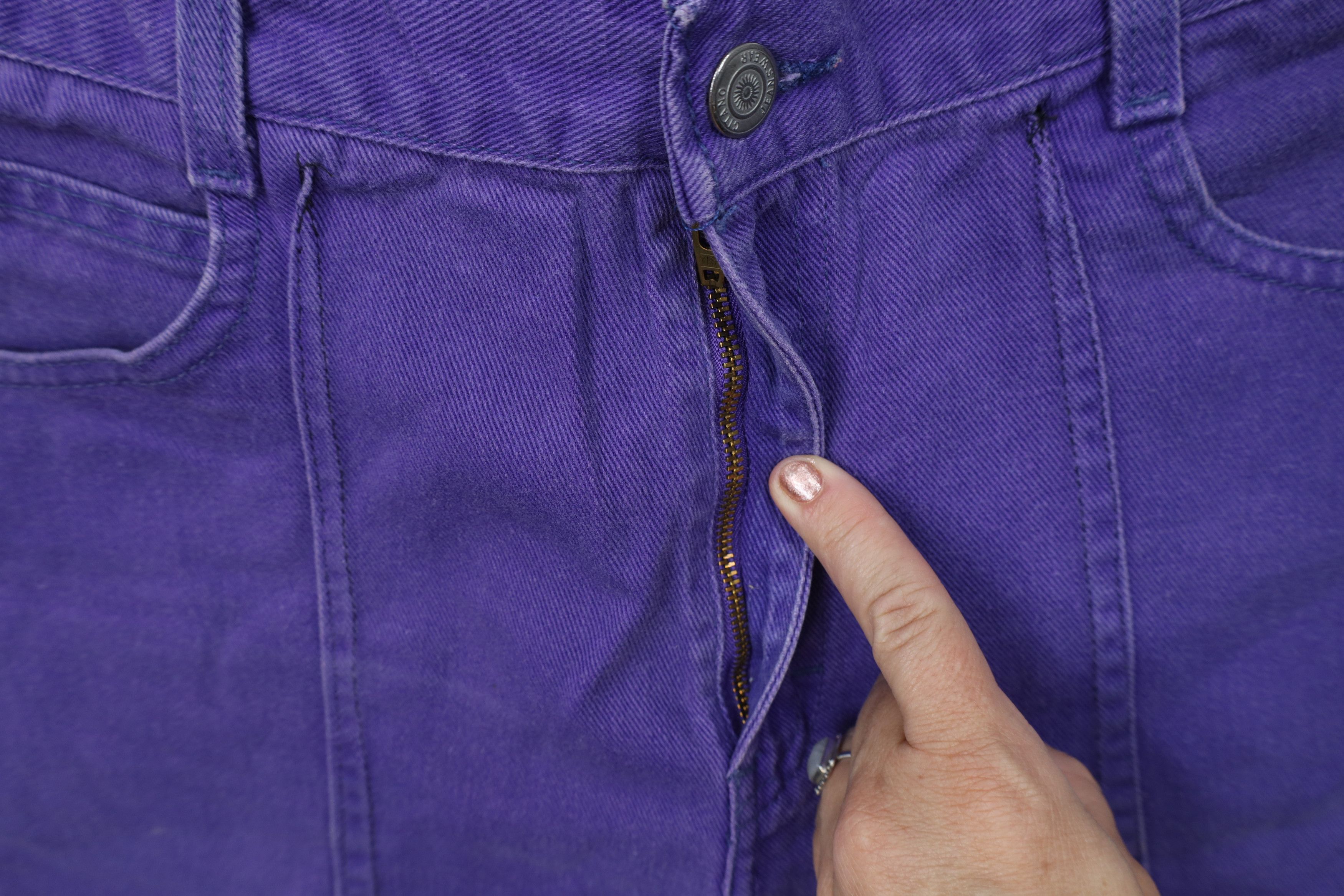Vintage Vintage 90s Streetwear Denim Jean Shorts Jorts Purple USA Size 29" - 6 Thumbnail