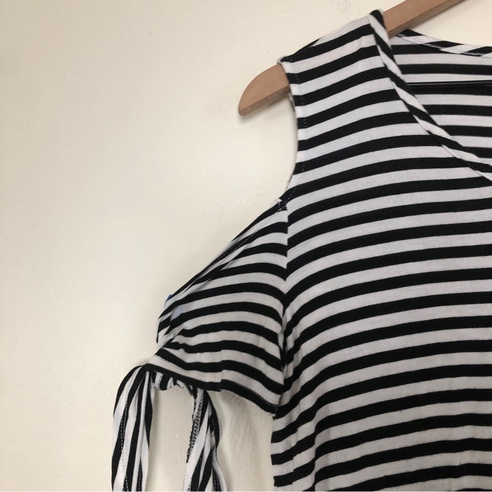 Other Cha Cha Vente Black White Stripe Tie Sleeve Shirt Blouse Top Size L / US 10 / IT 46 - 3 Thumbnail