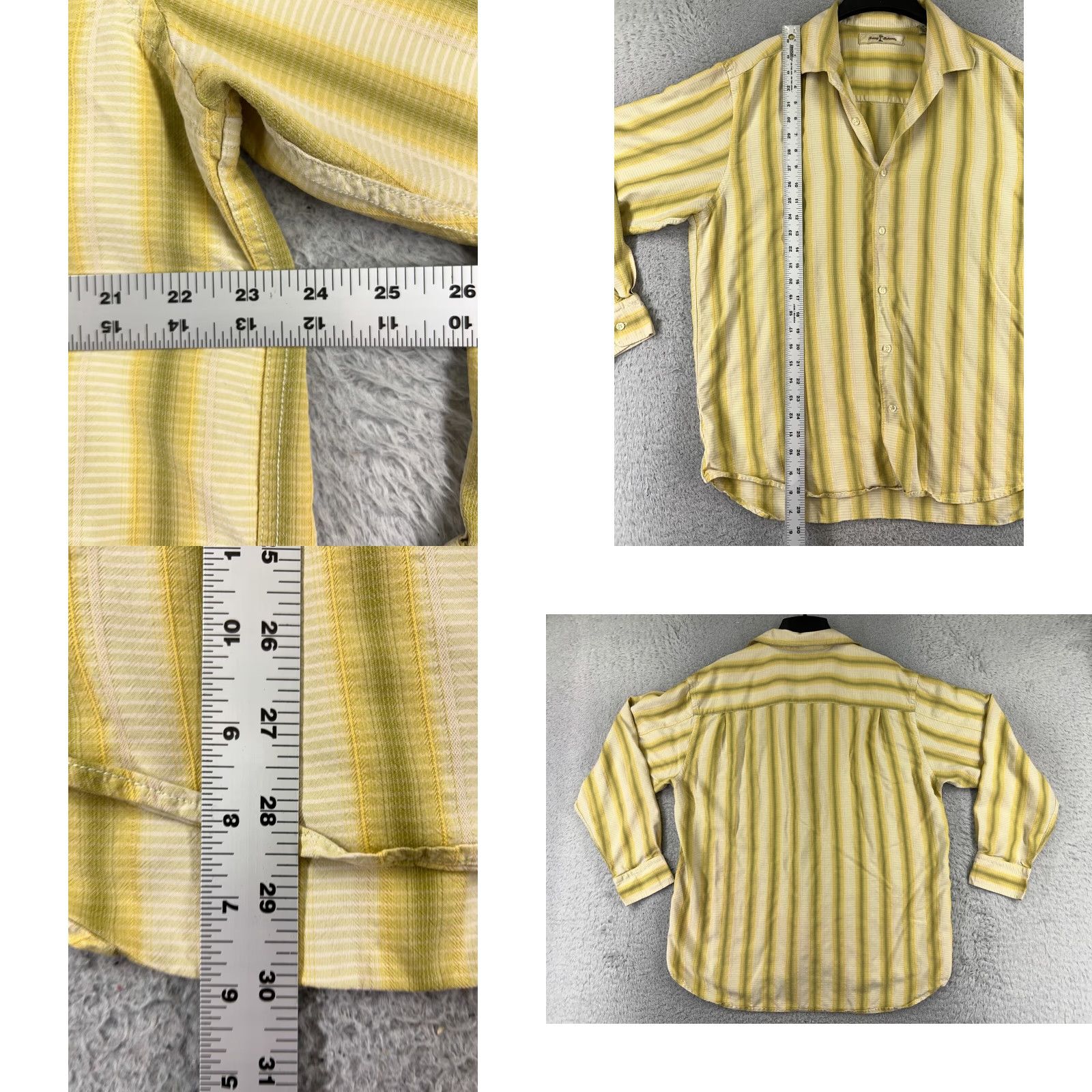 Tommy Bahama Tommy Bahama Shirt Men XL Yellow Green Stripe Silk Hawaiian Button-Up Short Sleeve Casual Beach Vacation Resort Aloha Size US XL / EU 56 / 4 - 8 Thumbnail