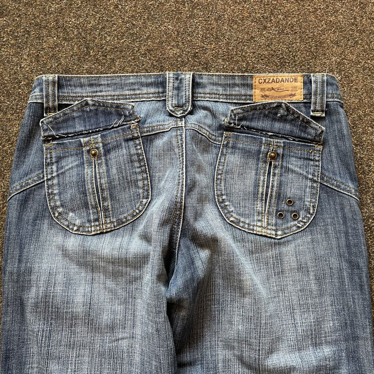 Vintage Y2K Baggy Flared Distressed Jeans Multi Pocket Skater Swag Size 32" / US 10 / IT 46 - 5 Thumbnail