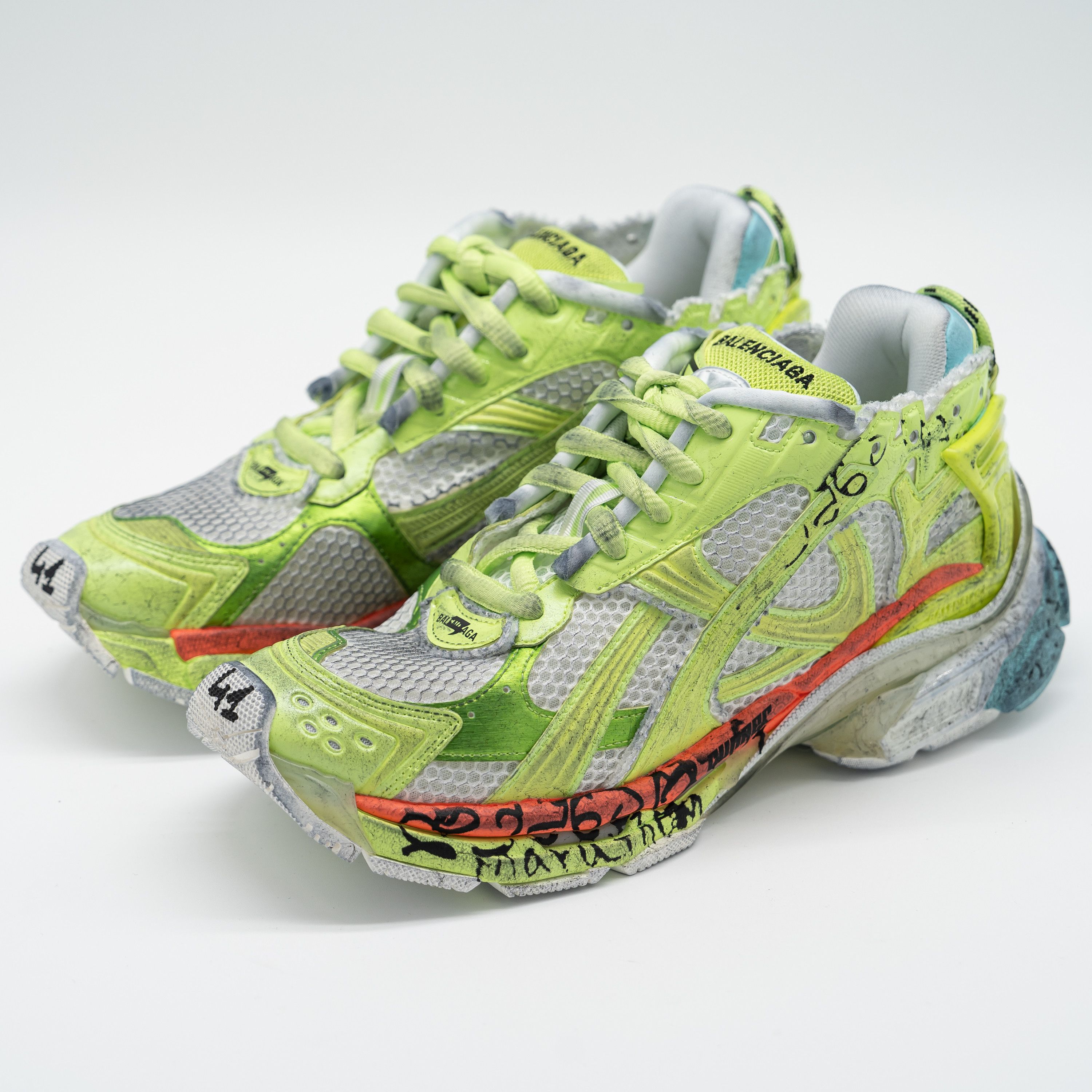 Balenciaga 41eu 8 US Balenciaga Runner Sneakers White Neon Green Yellow Size US 8 / EU 41 - 1 Thumbnail