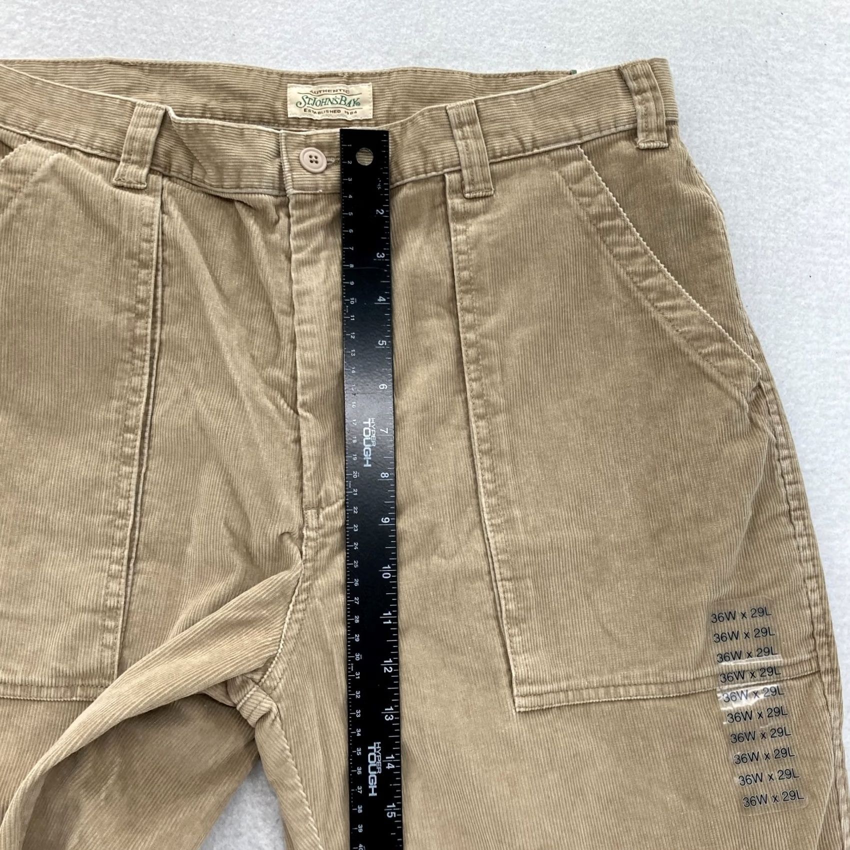 Vintage St Johns Bay Corduroy Pants Mens 36x29 Khaki Beige Straight Leg Mid Rise Casual Size US 36 / EU 52 - 7 Thumbnail