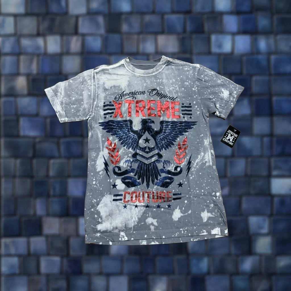 Vintage Xtreme Couture T-Shirt Mens Small Blue Retro Foil Logo Double Sided Y2K American Eagle Size US S / EU 44-46 / 1 - 1 Thumbnail