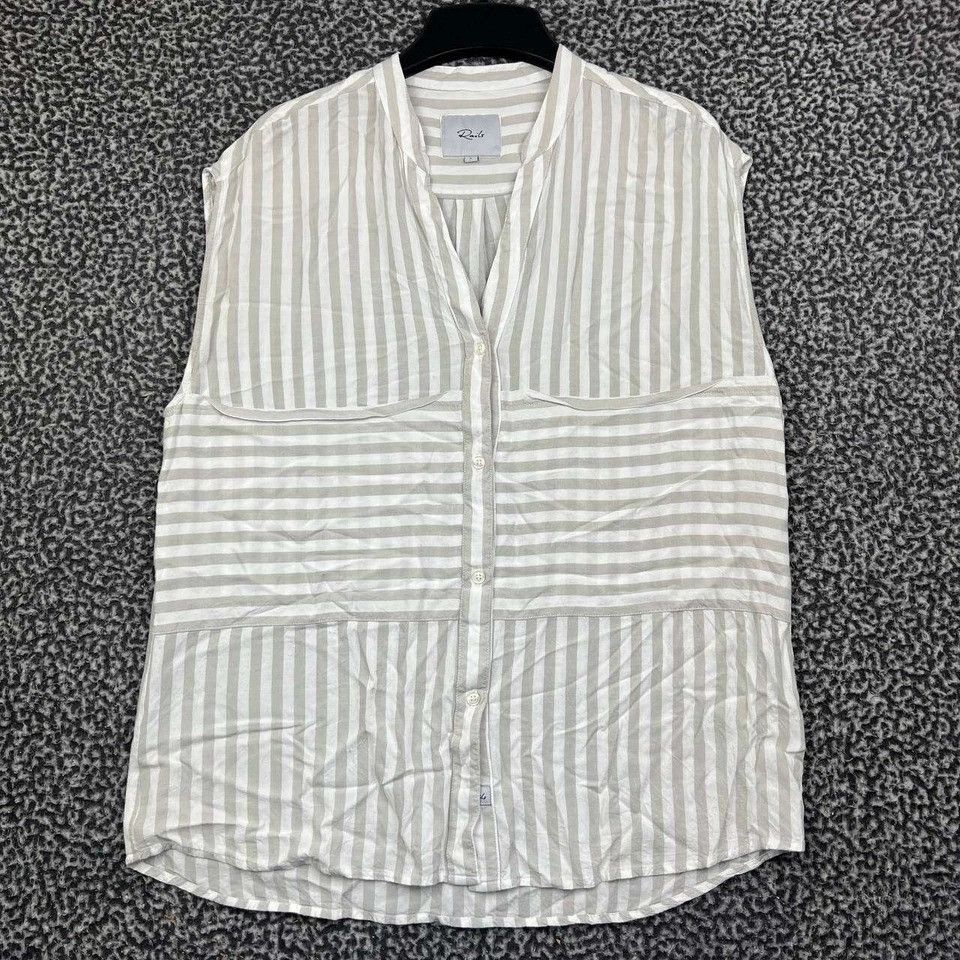 Rails Rails Button Down Shirt Women Striped Sleeveless Tan White L Size L / US 10 / IT 46 - 1 Thumbnail