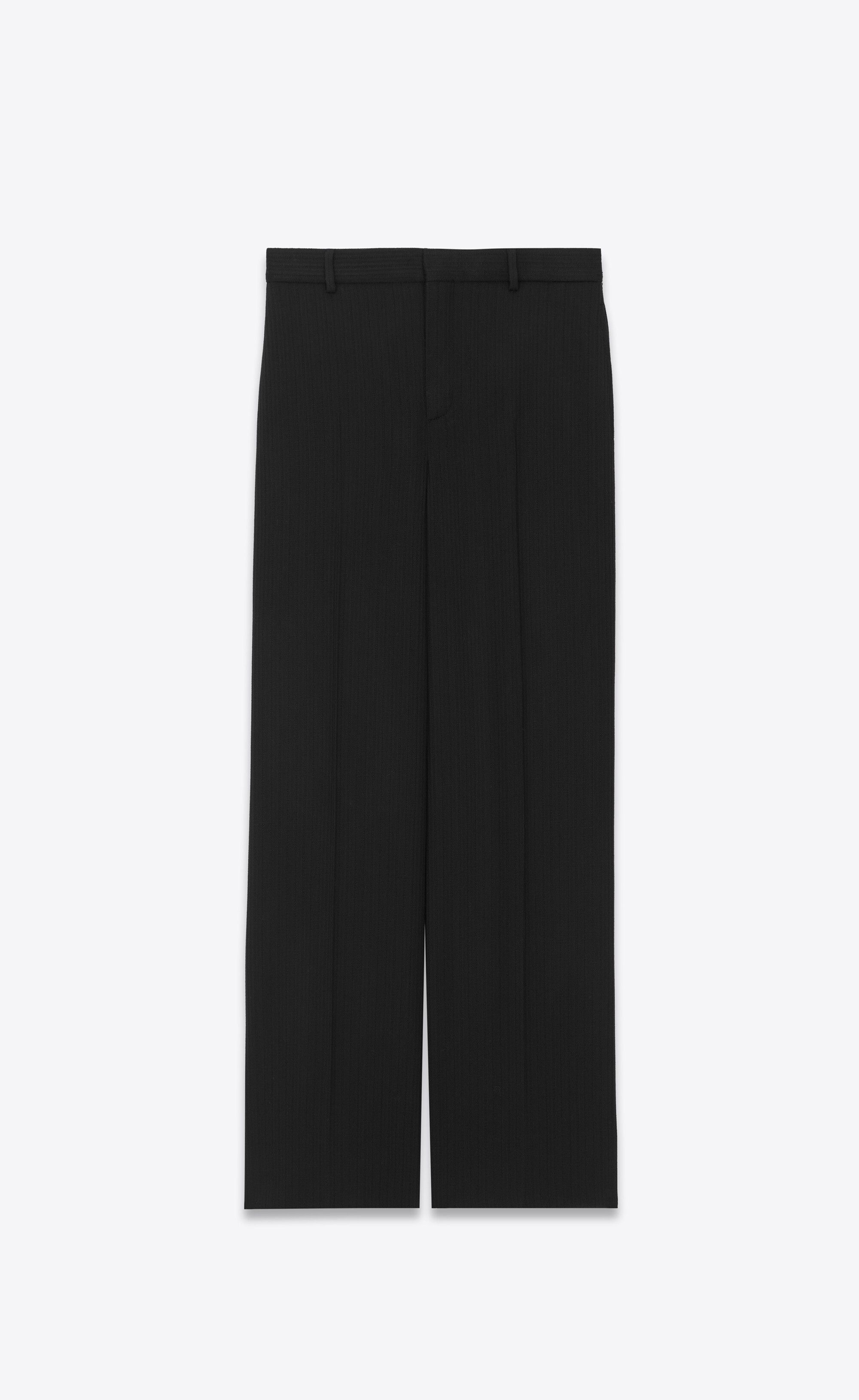 wide-leg pants in striped wool