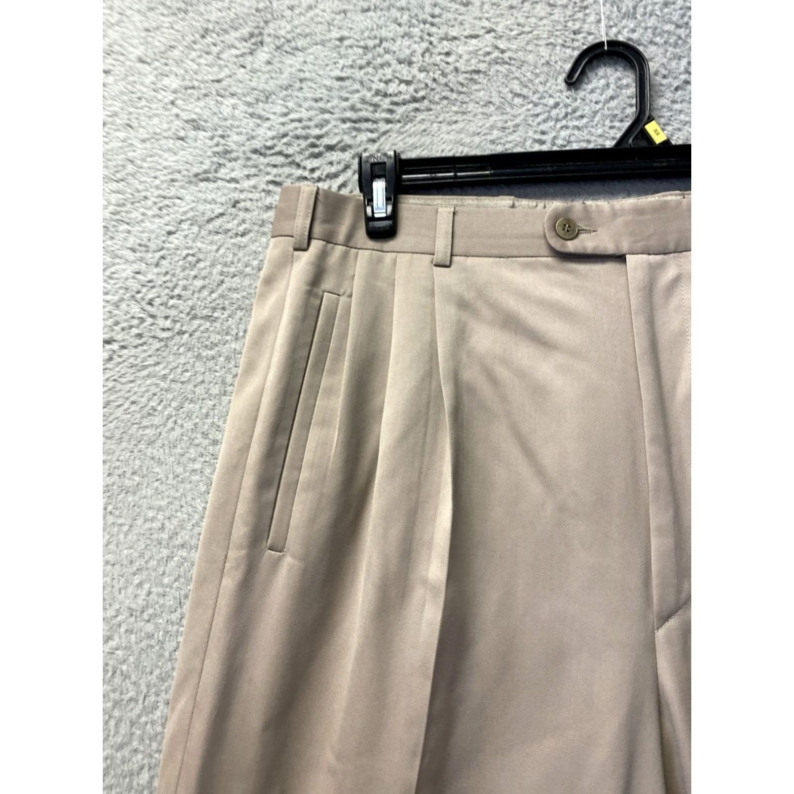 Zanella Zanella Dress Pants Mens 36x35 Tan Khaki Wool Flat Front Regular Straight Waist 36 City Business / 0879 Size US 36 / EU 52 - 3 Thumbnail