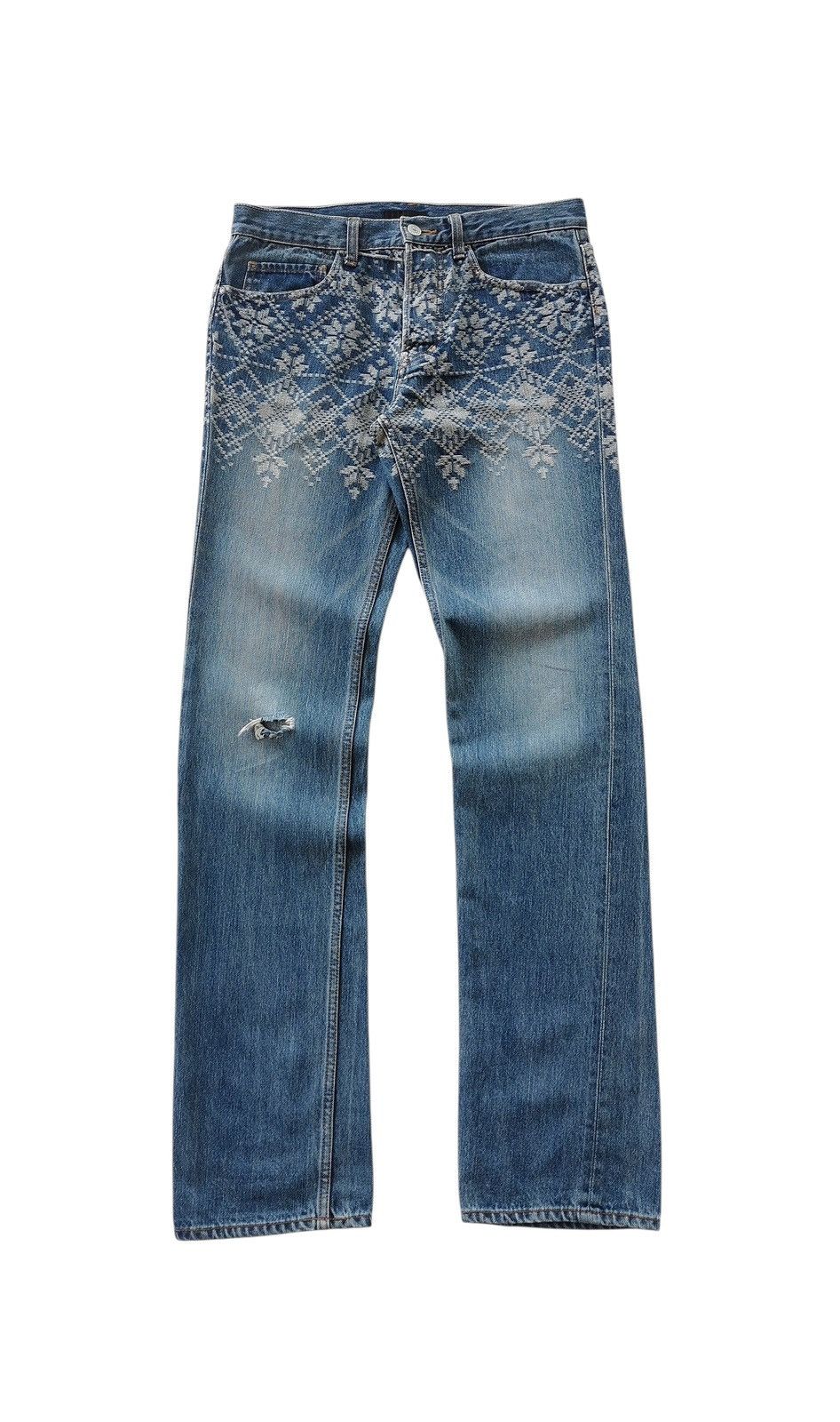 Japanese Brand Iroquois Slim Jeans Damask Pattern - 30x43