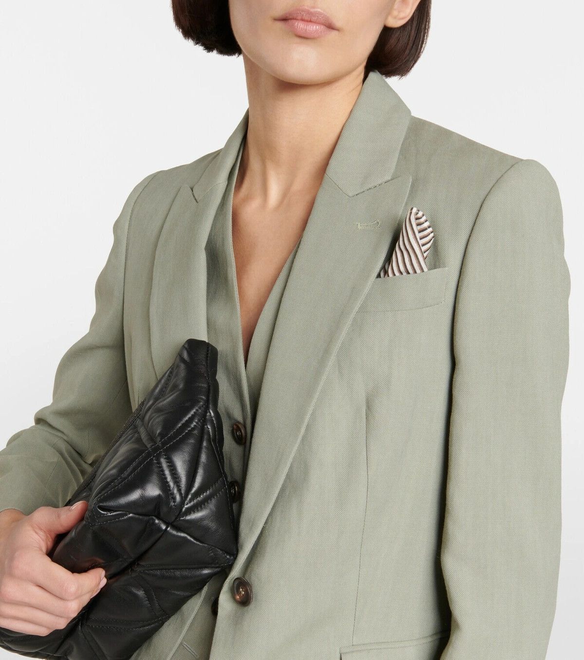 Brunello Cucinelli o1y0725 Blazer in Sage Green Size XS / US 0-2 / IT 36-38 - 2 Thumbnail