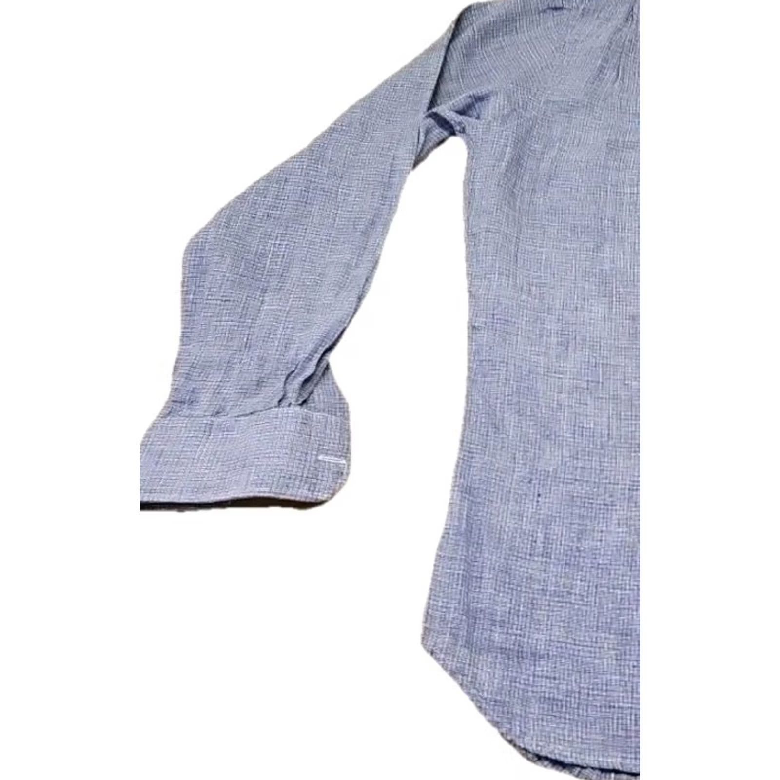 Hamilton Hamilton Since 1883 Men’s Blue Geometric Dress Shirt Long Sleeve L Size 42R - 7 Thumbnail
