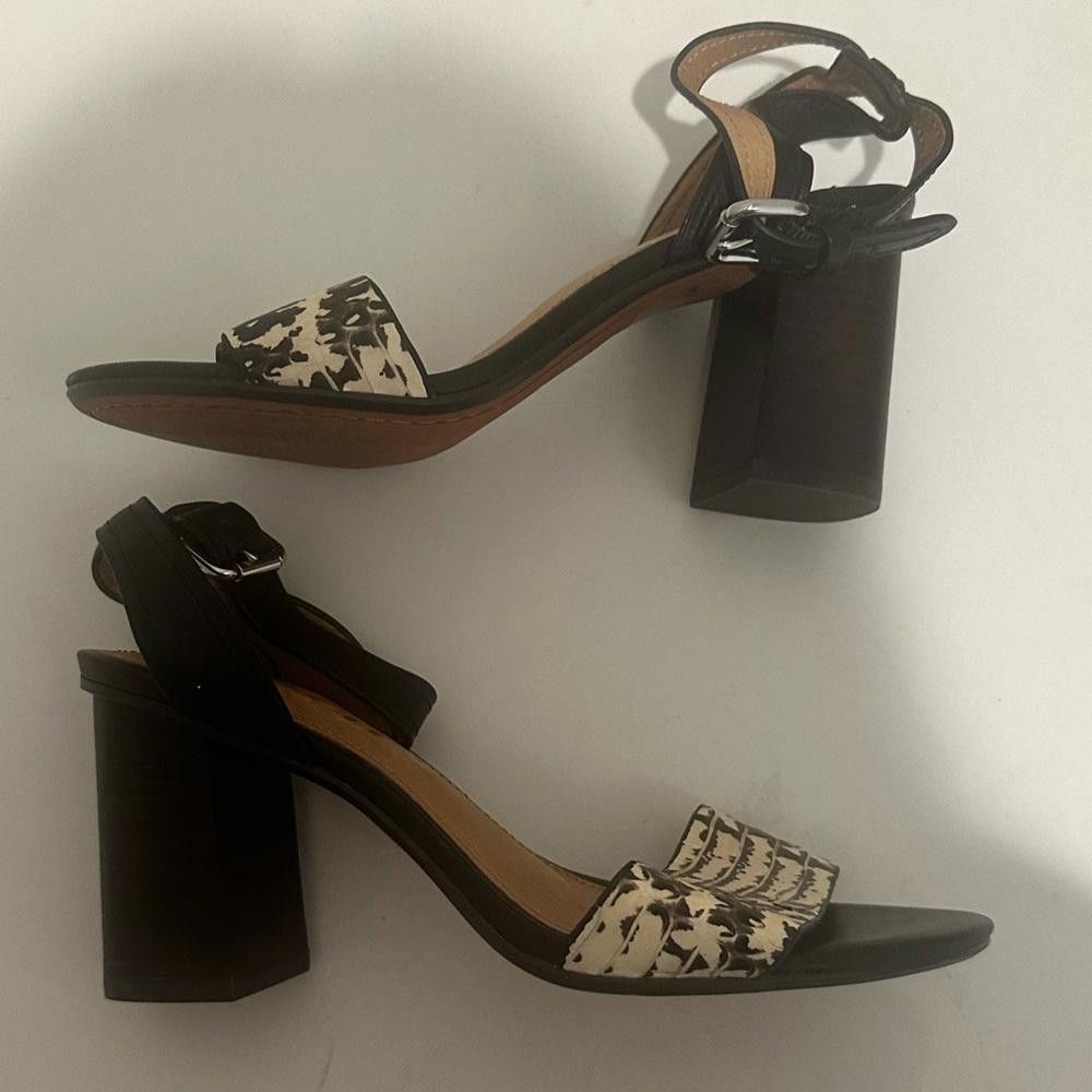 Coach Coach Paige Leather Black White Snake Block Heel Sandals 5 Size US 5 / IT 35 - 7 Thumbnail