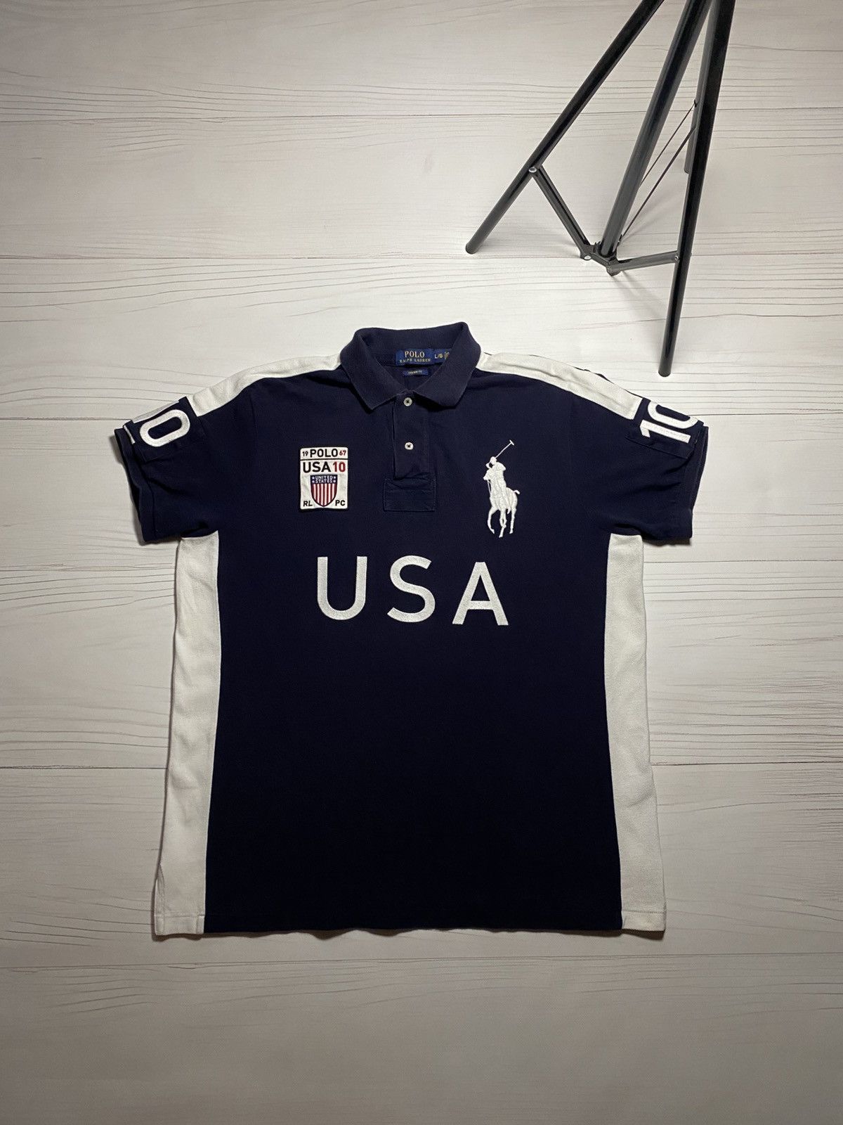 Vintage Polo Ralph Lauren USA #10 Big Pony polo t shirt y2k
