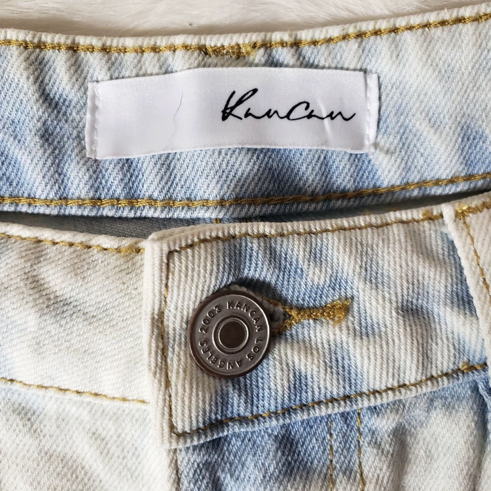 Vintage KanCan High Rise Distressed Light Acid Wash Shorts XS Women Denim Cotton Blend Festival Beach Cut-Off Blue - Womens XS Short Size 26" / US 2 / IT 38 - 6 Thumbnail