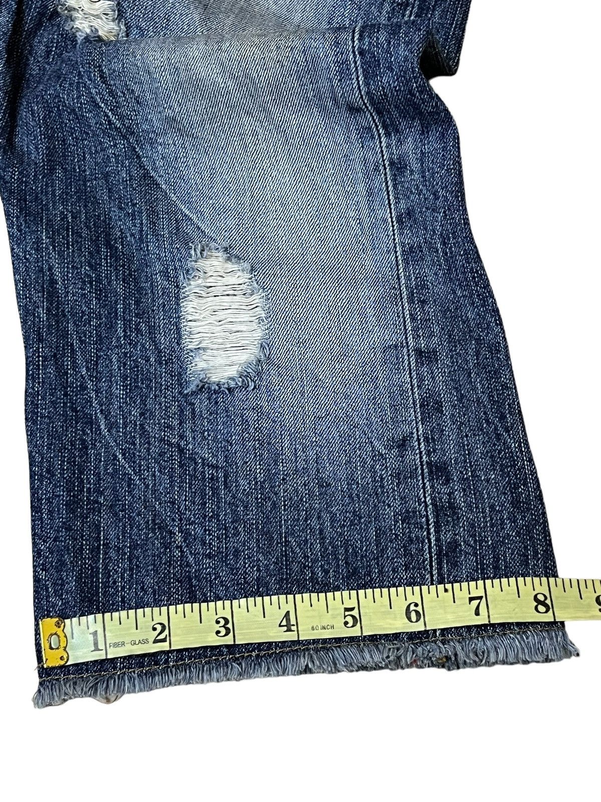 Edwin SICK🔥VINTAGE EDWIN 505s DISTRESSED SELVEDGE 3 QUARTER JEANS Size US 32 / EU 48 - 16 Thumbnail